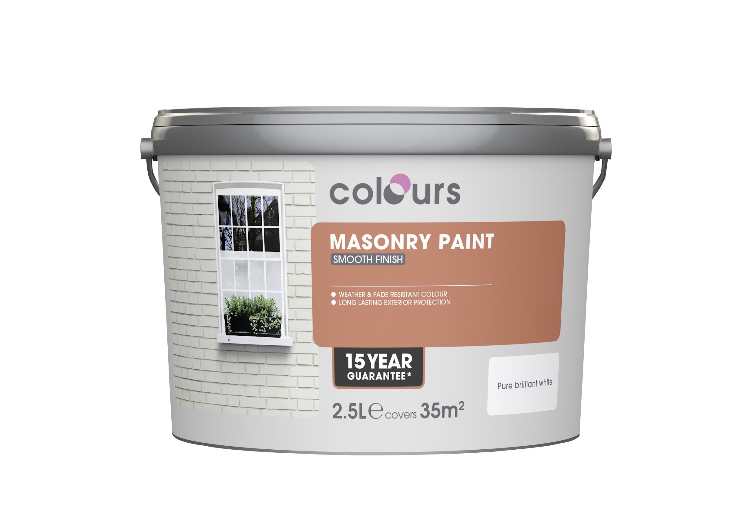 Colours Pure Brilliant White Matt Masonry Paint 2.5L | Departments