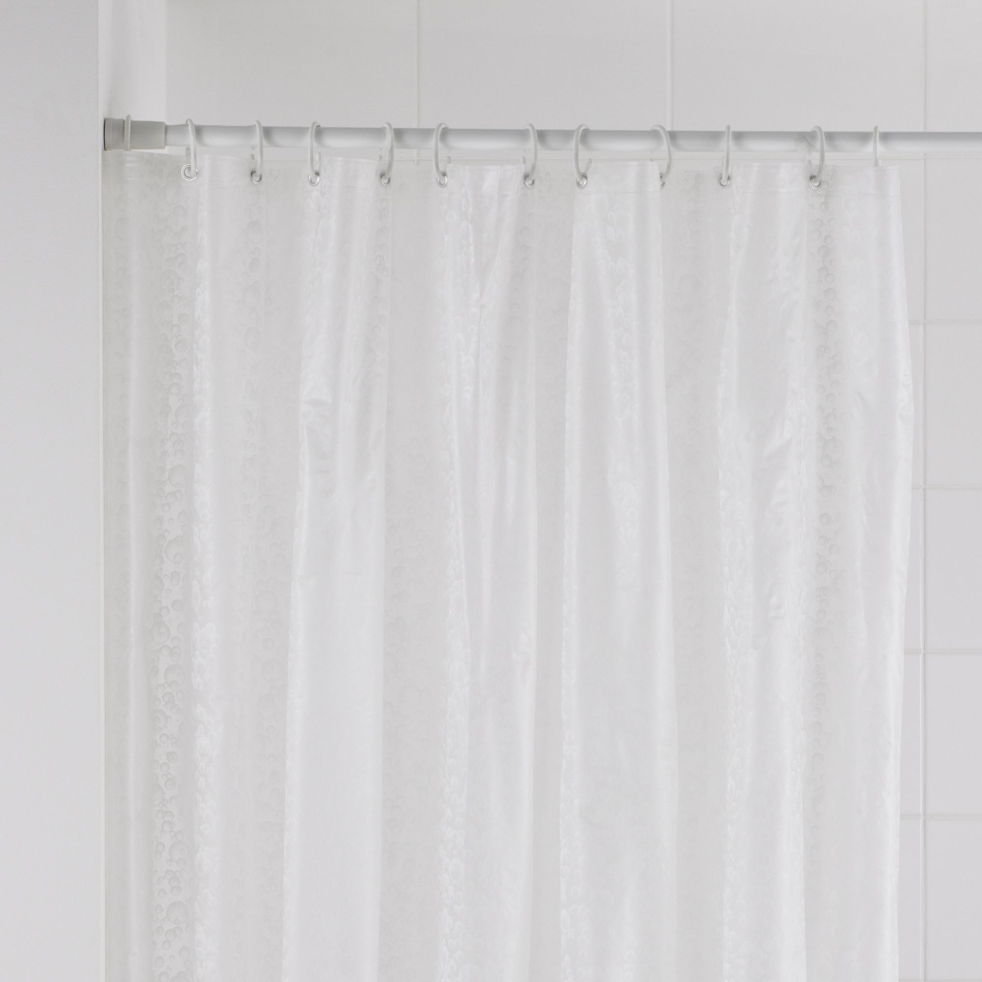 B&Q White Bubbles Shower curtain (L)1800 mm Departments DIY at B&Q