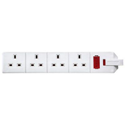 4 Socket 13A White Extension Lead