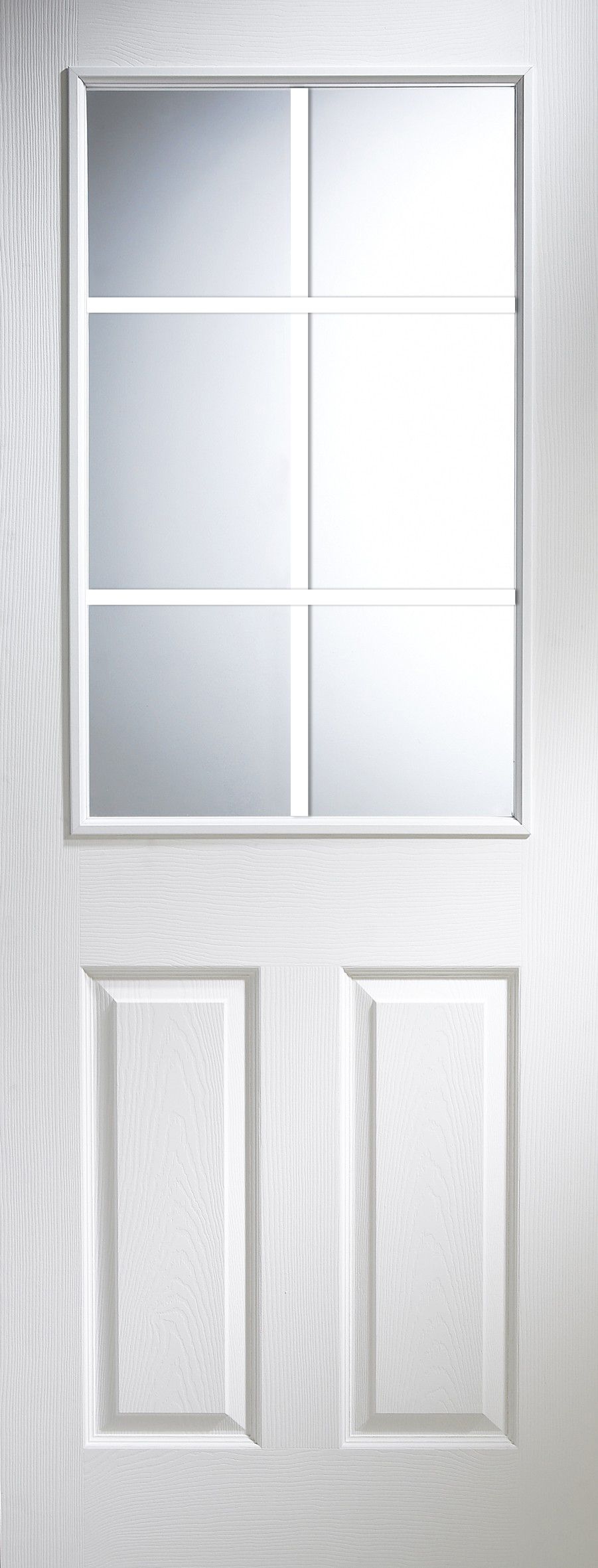 6 Panel Pre Painted White Woodgrain Glazed Internal Standard Door
