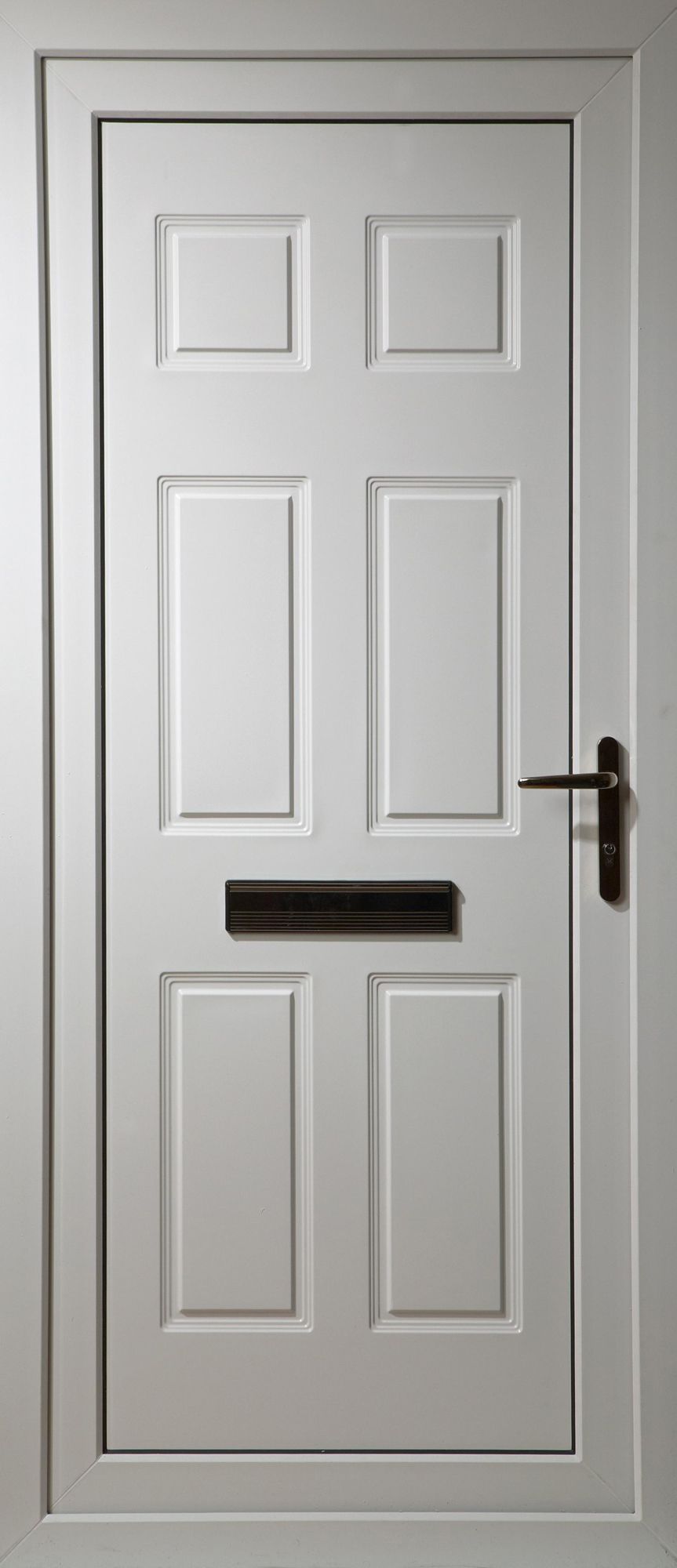 6 Panel White PVCu External Front Door & Frame Lh, (H)2055mm (W)920mm Departments DIY at B&Q