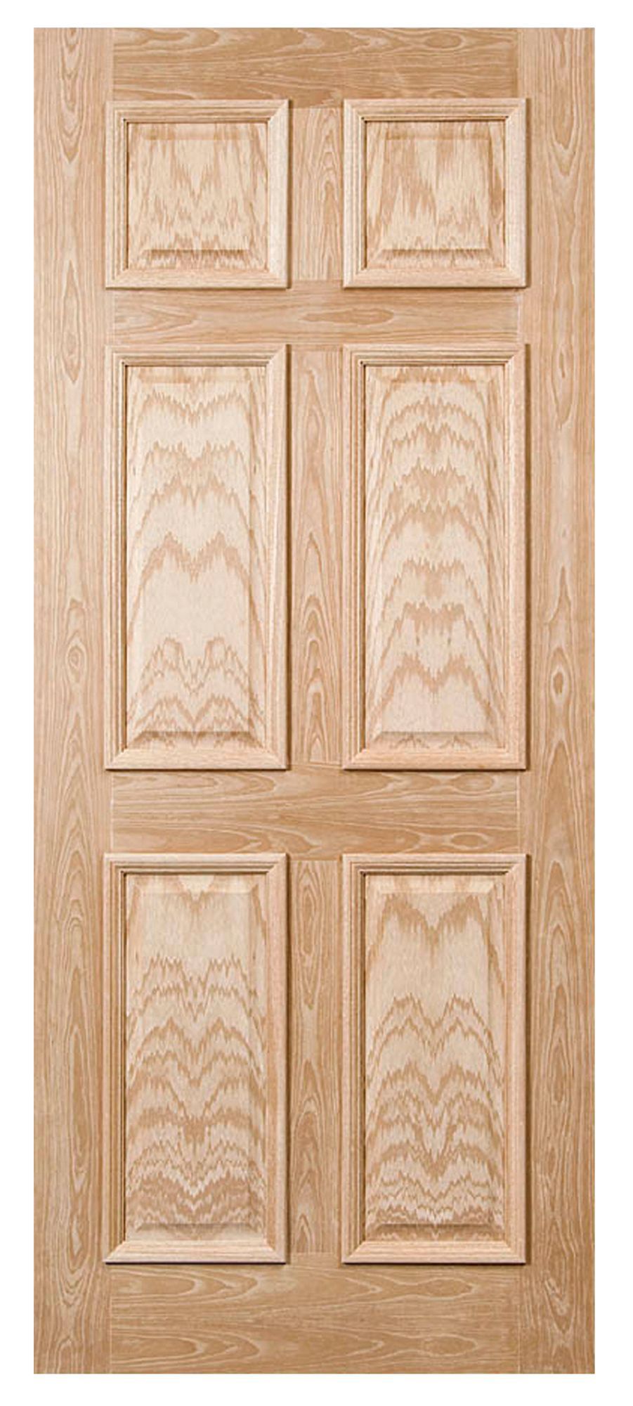 Colonial 6 panel Hardwood veneer Unglazed External Front door RH or LH