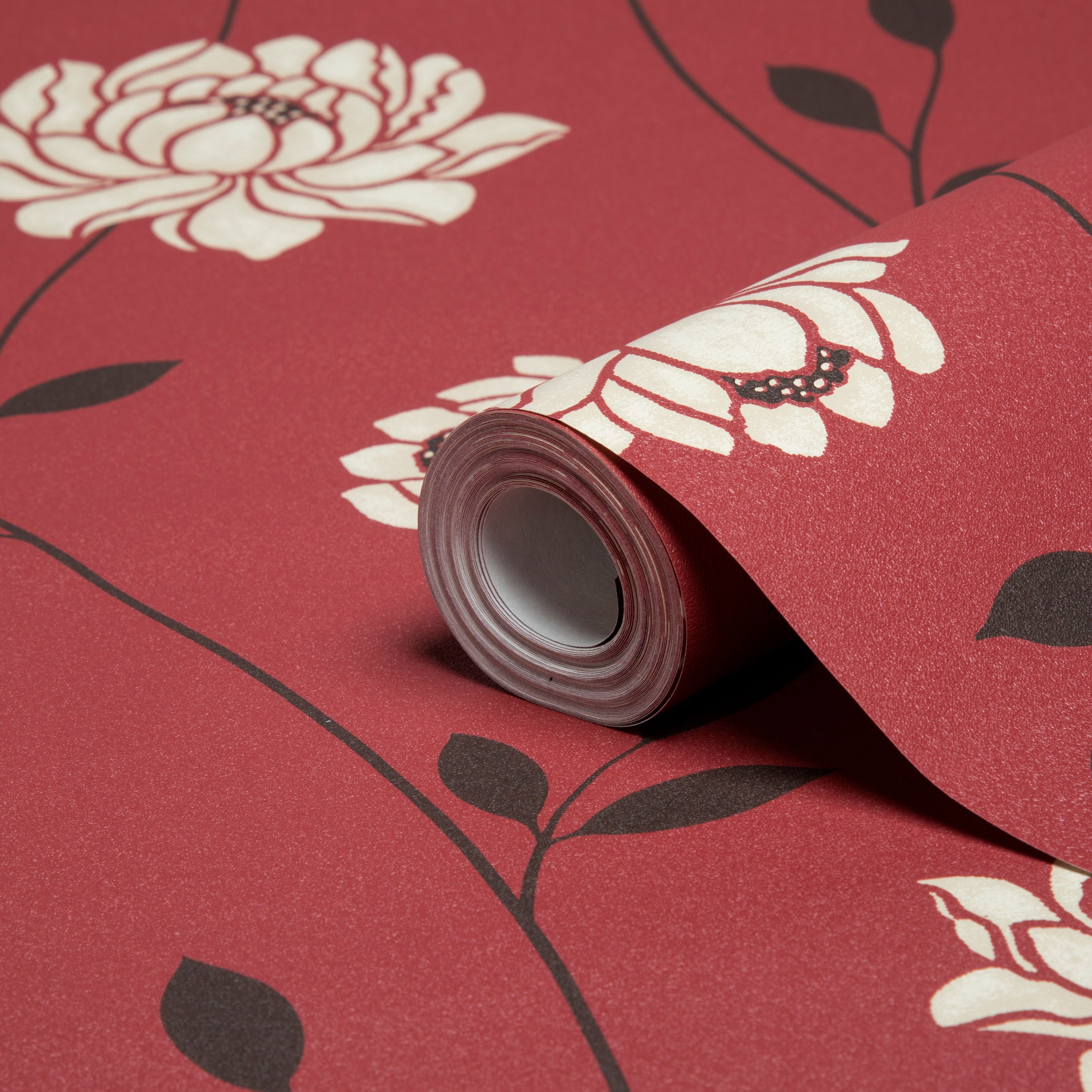 Colours Sienna Red Floral Wallpaper Departments DIY at B&Q