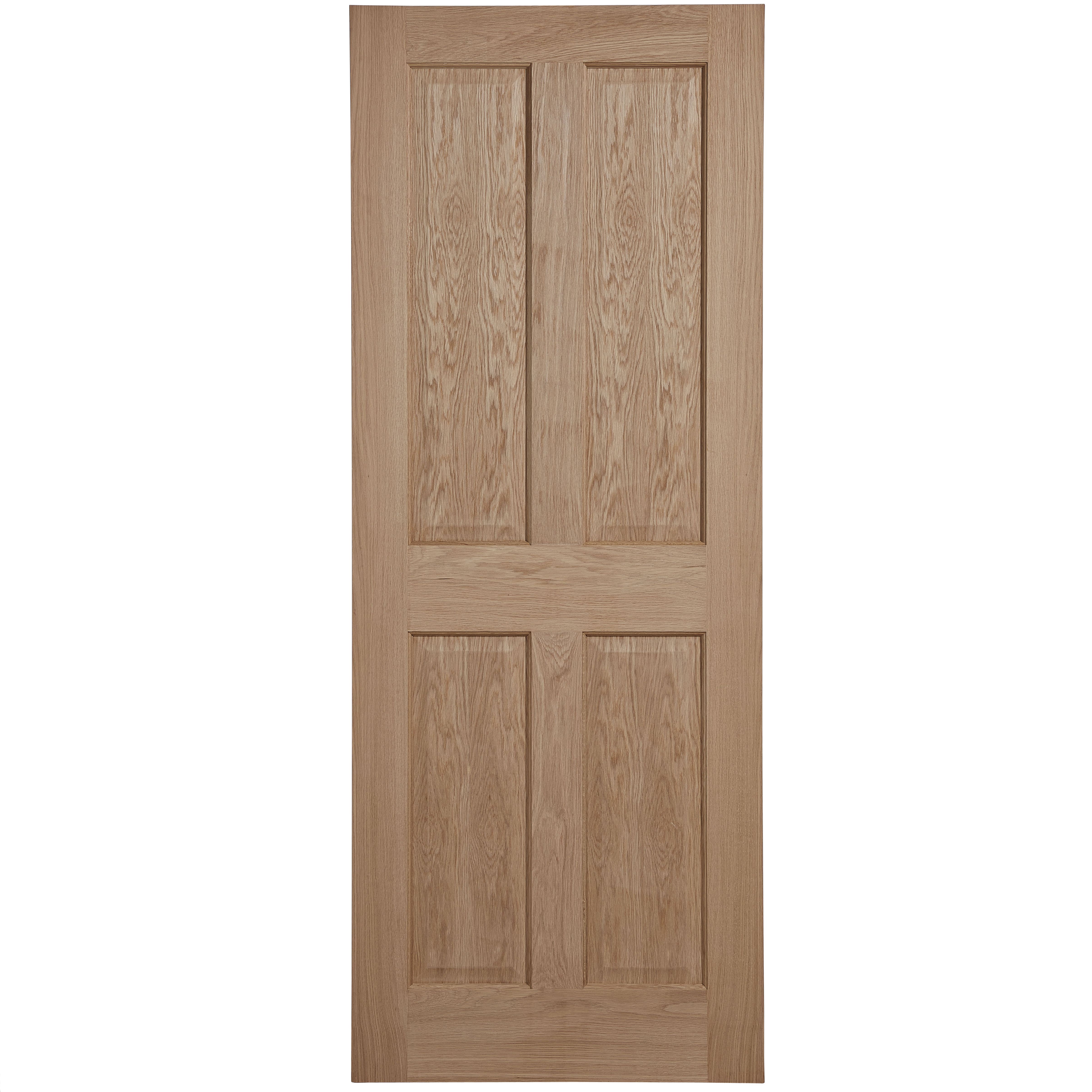 4 Panel Oak veneer Internal Fire Door, (H)1981mm (W)686mm