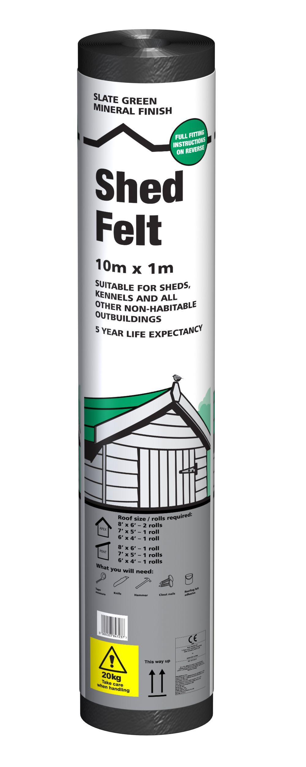 b&q green shed felt l10m w1000mm departments