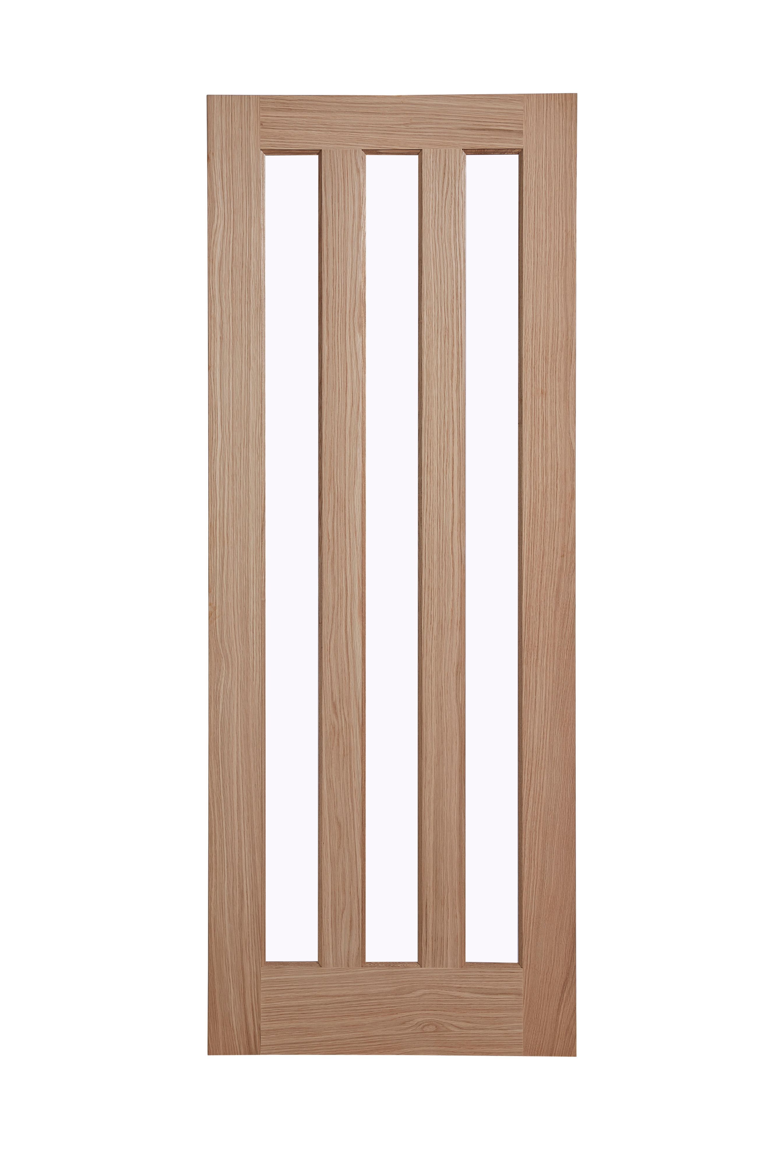 Vertical 3 Panel Glazed Oak Veneer Lh Rh Internal Door H 1981mm W 762mm Departments Diy At B Q