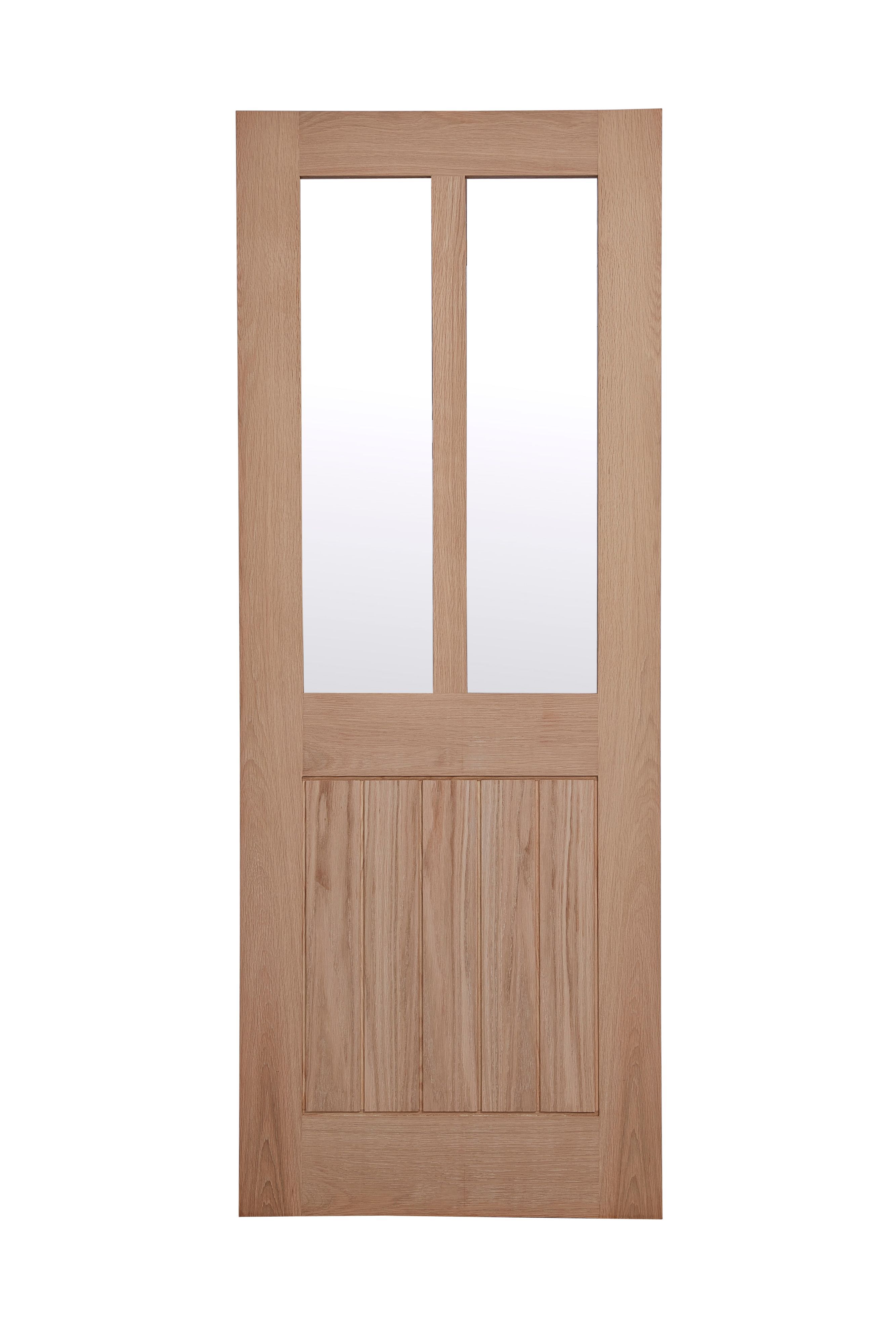 Cottage Panel Oak Veneer Glazed Internal Standard Door, (H ...