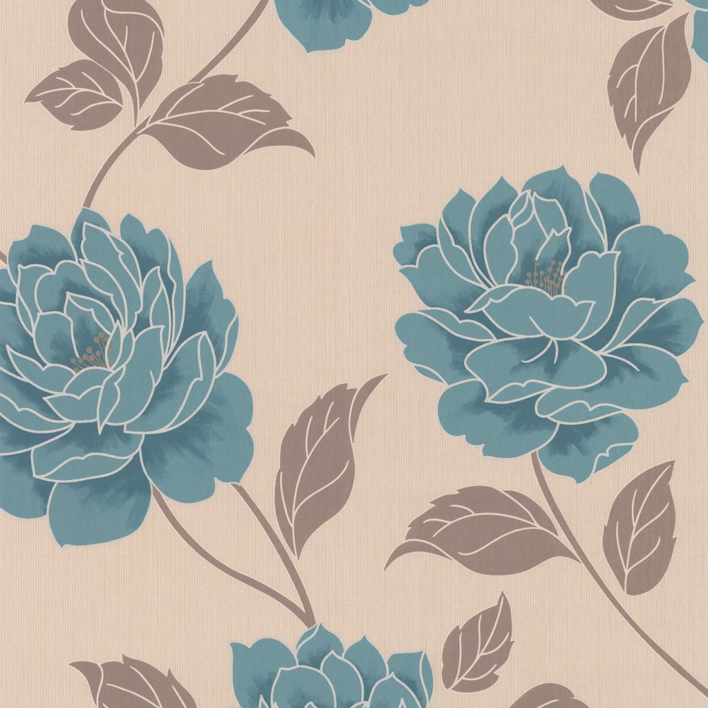 Colours Ella Teal Floral Wallpaper | Departments | DIY at B&Q