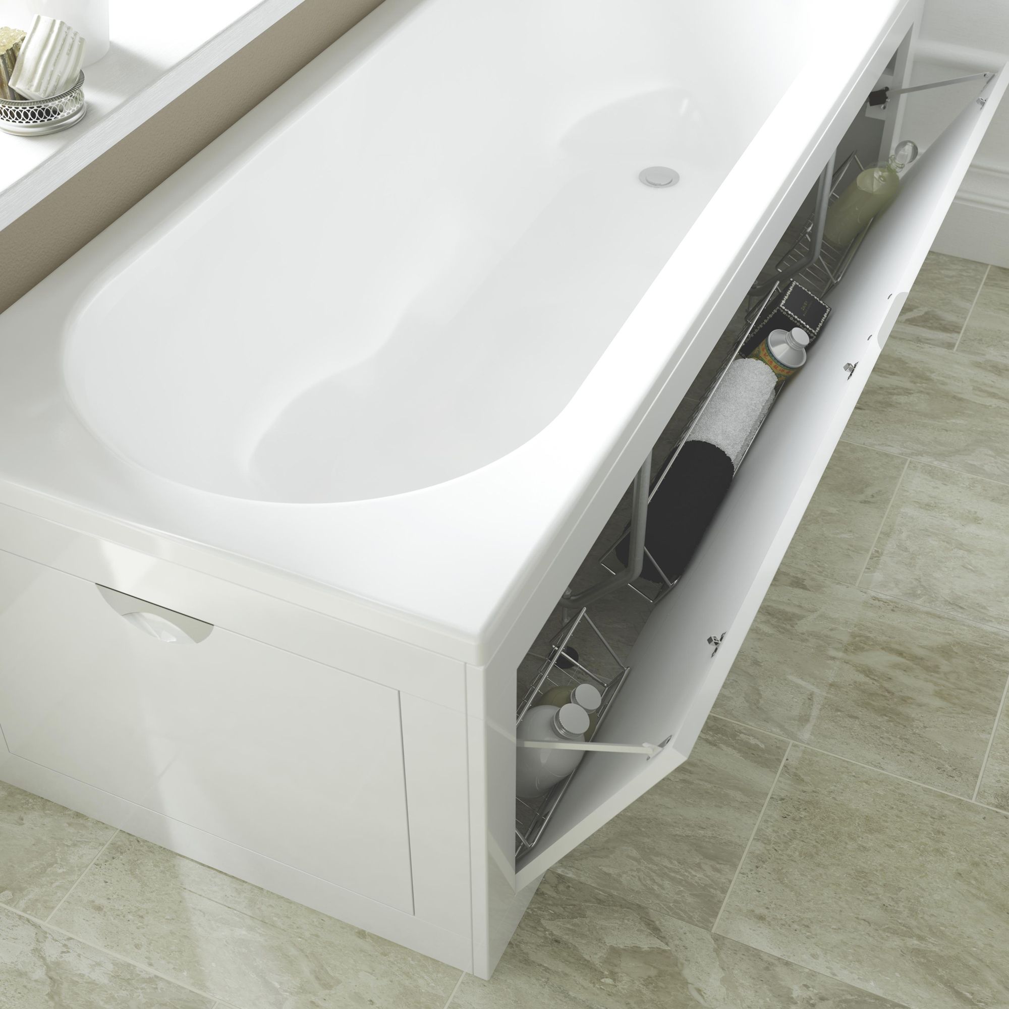 Cooke & Lewis Gloss White Bath Front Panel | Departments ...