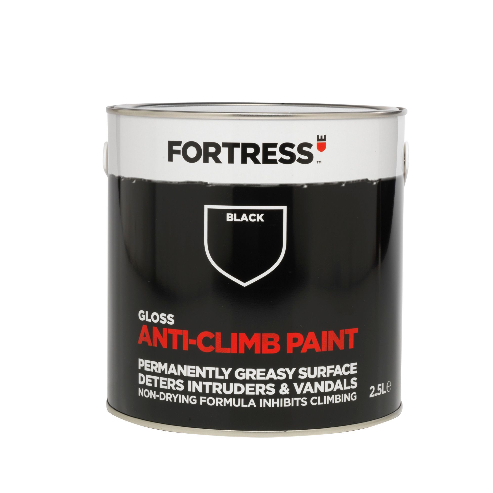 Fortress Black Gloss Anticlimb paint, 2.5L Departments DIY at B&Q