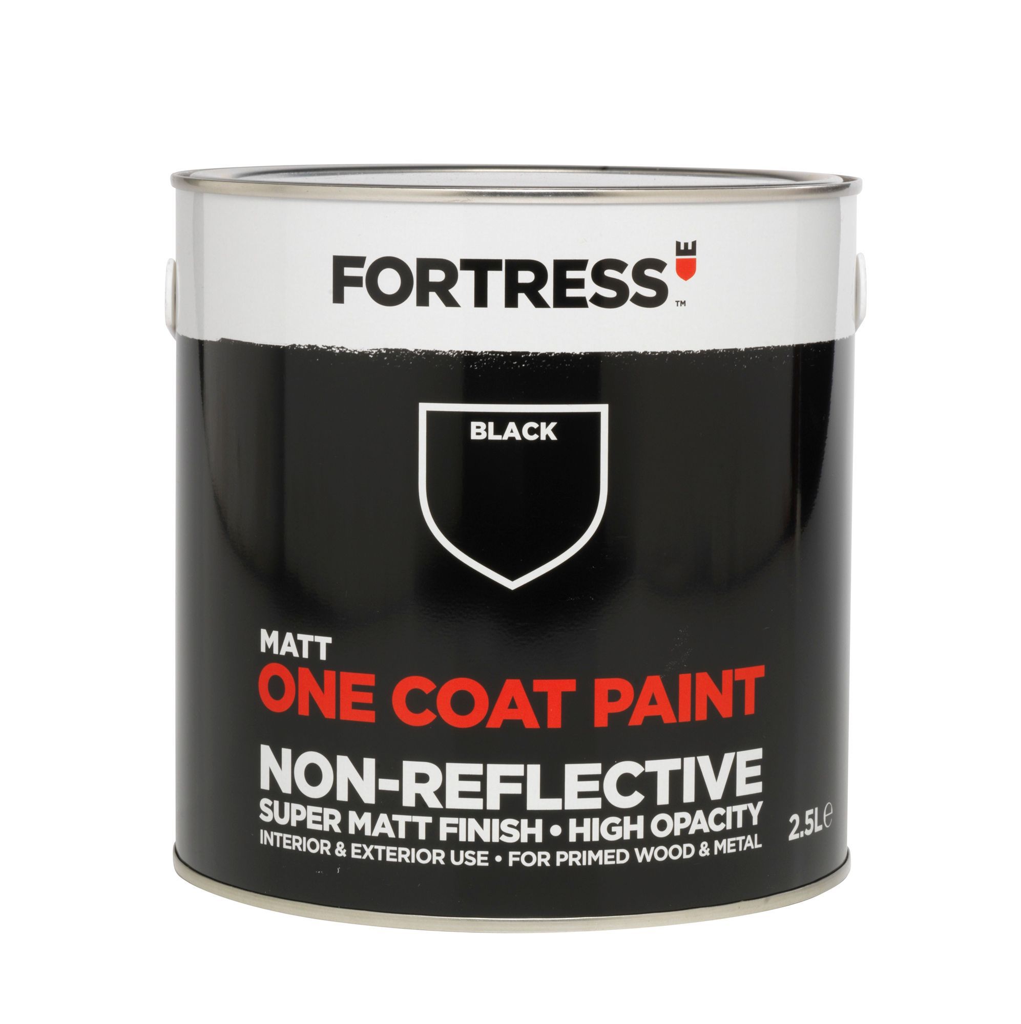 Fortress One coat Black Matt Metal & wood paint, 2.5L | Departments ...