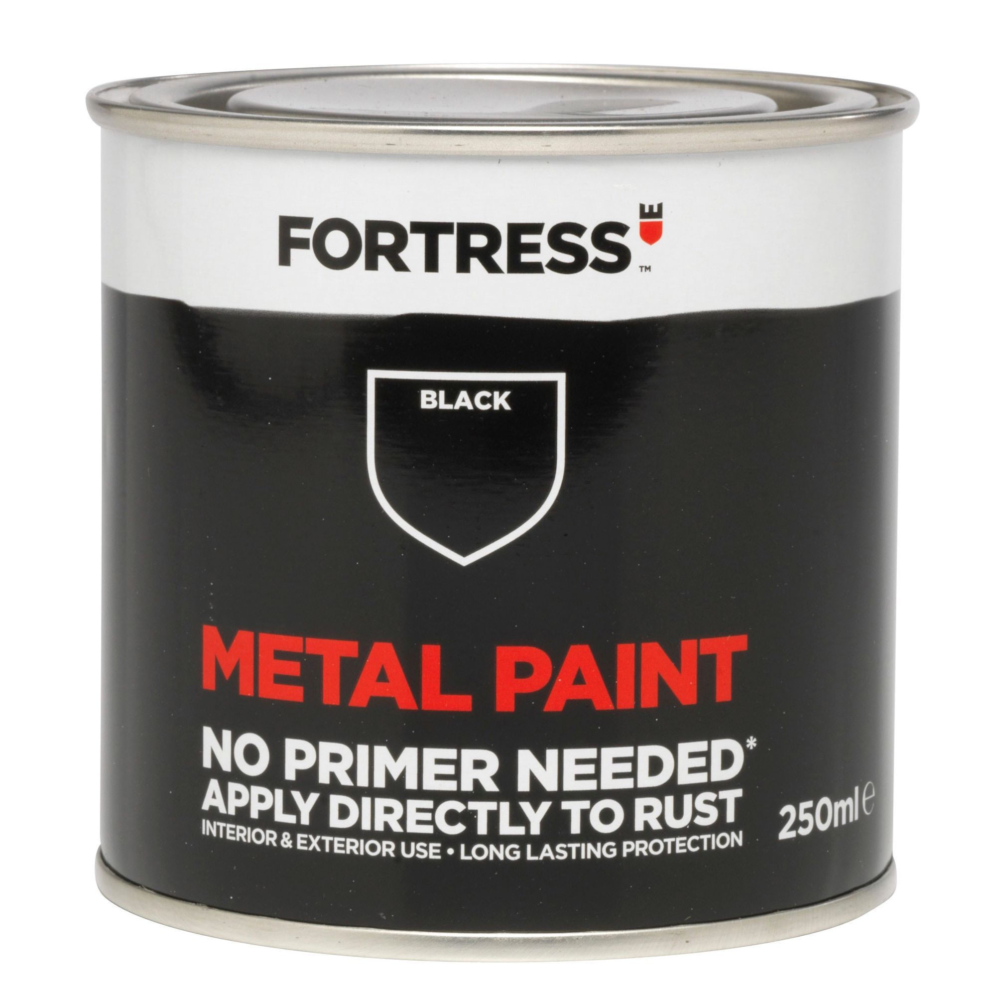 Fortress Black Gloss Metal paint, 0.25L Departments DIY at B&Q