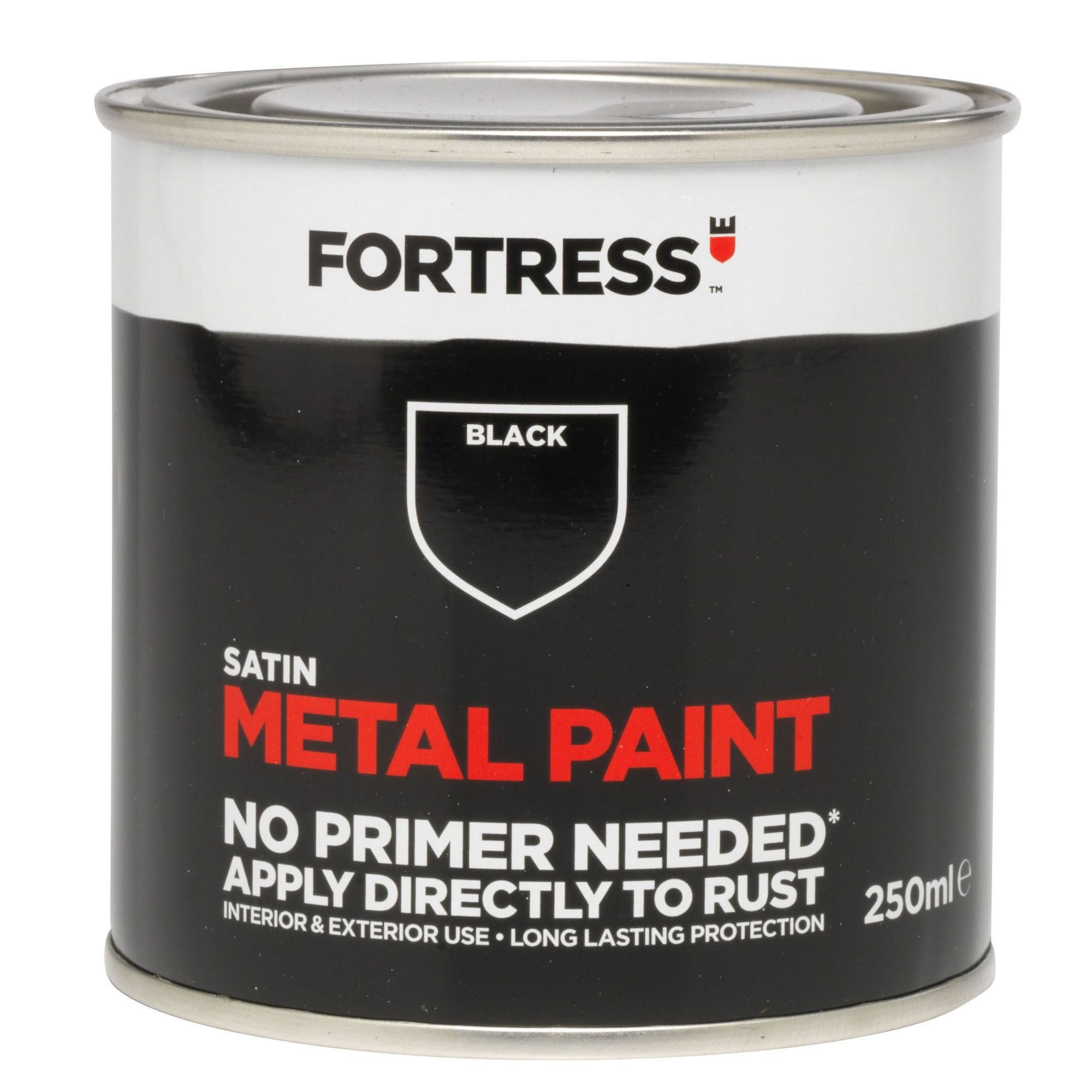 Fortress Black Satin Metal paint 250 ml | Departments ...