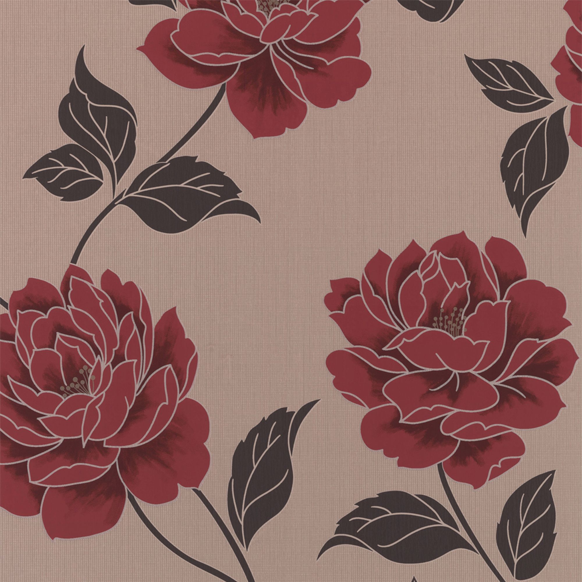 Colours Ella Cream & Red Floral Wallpaper | Departments | DIY at B&Q