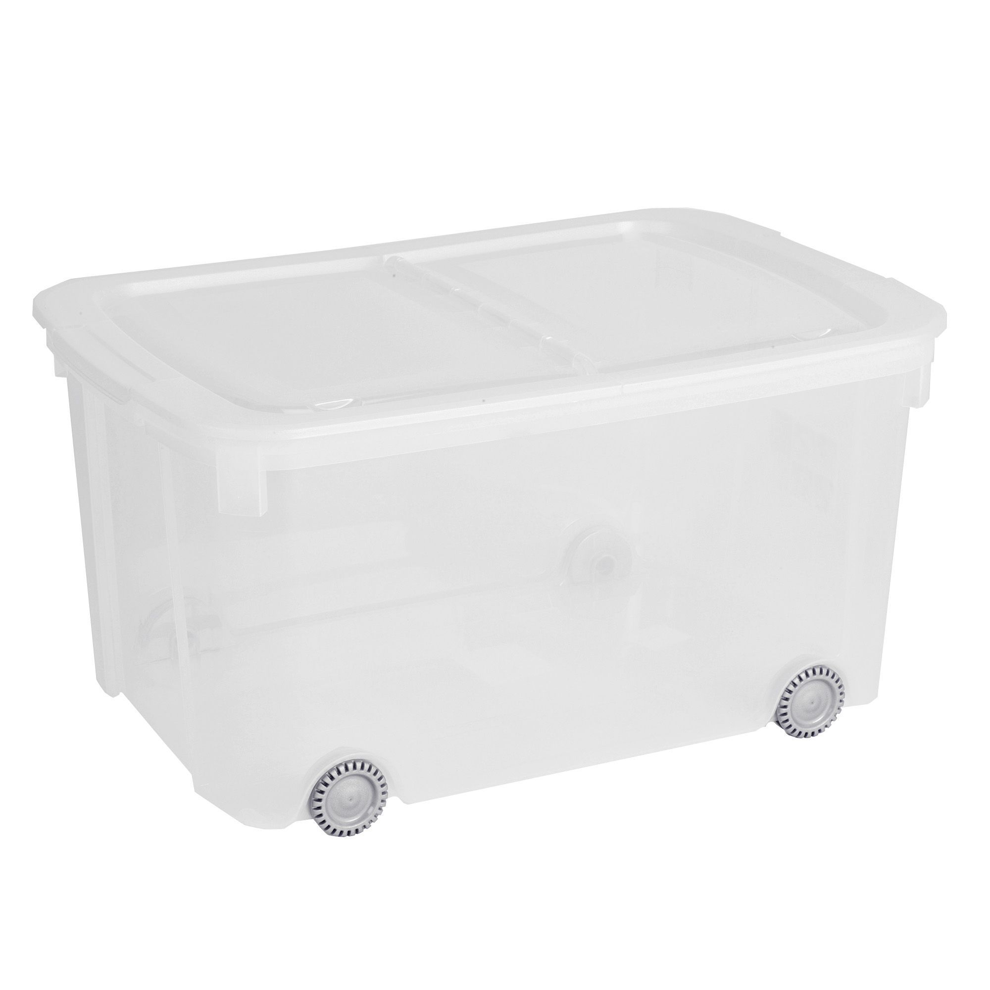 Curver Clear 51L Plastic Storage box on wheels Departments DIY at B&Q