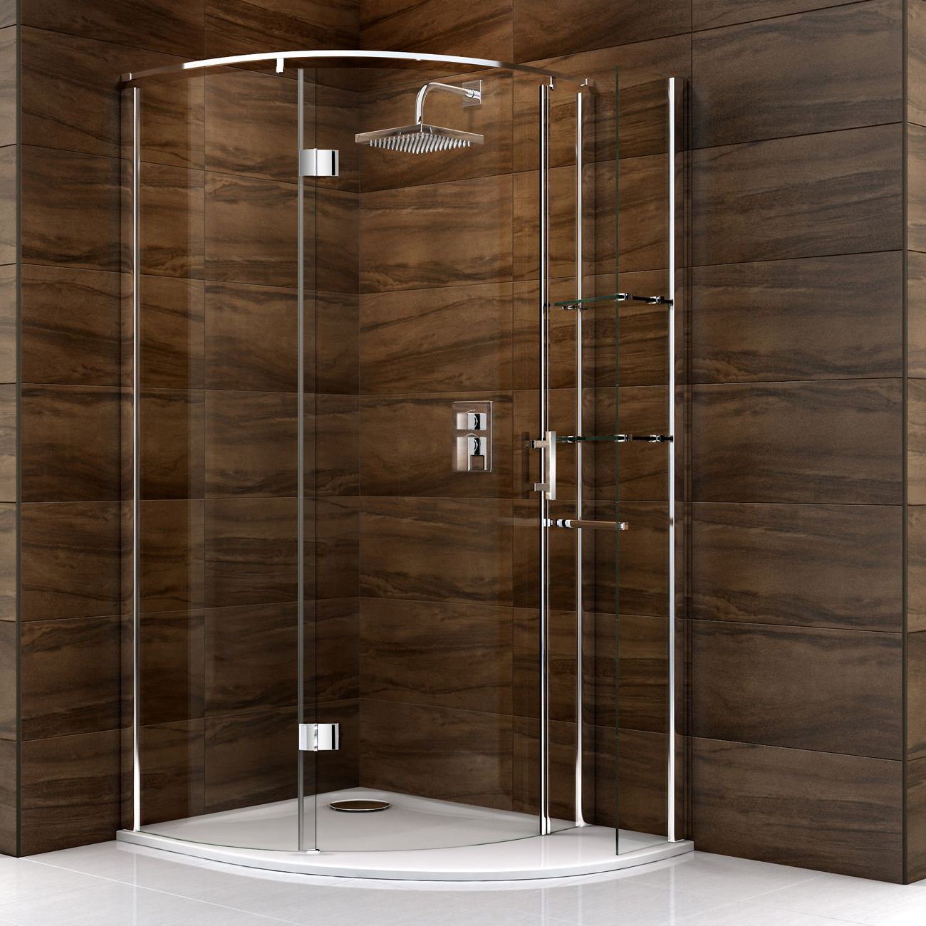 Cooke & Lewis Cascata Offset quadrant Shower enclosure, tray & waste