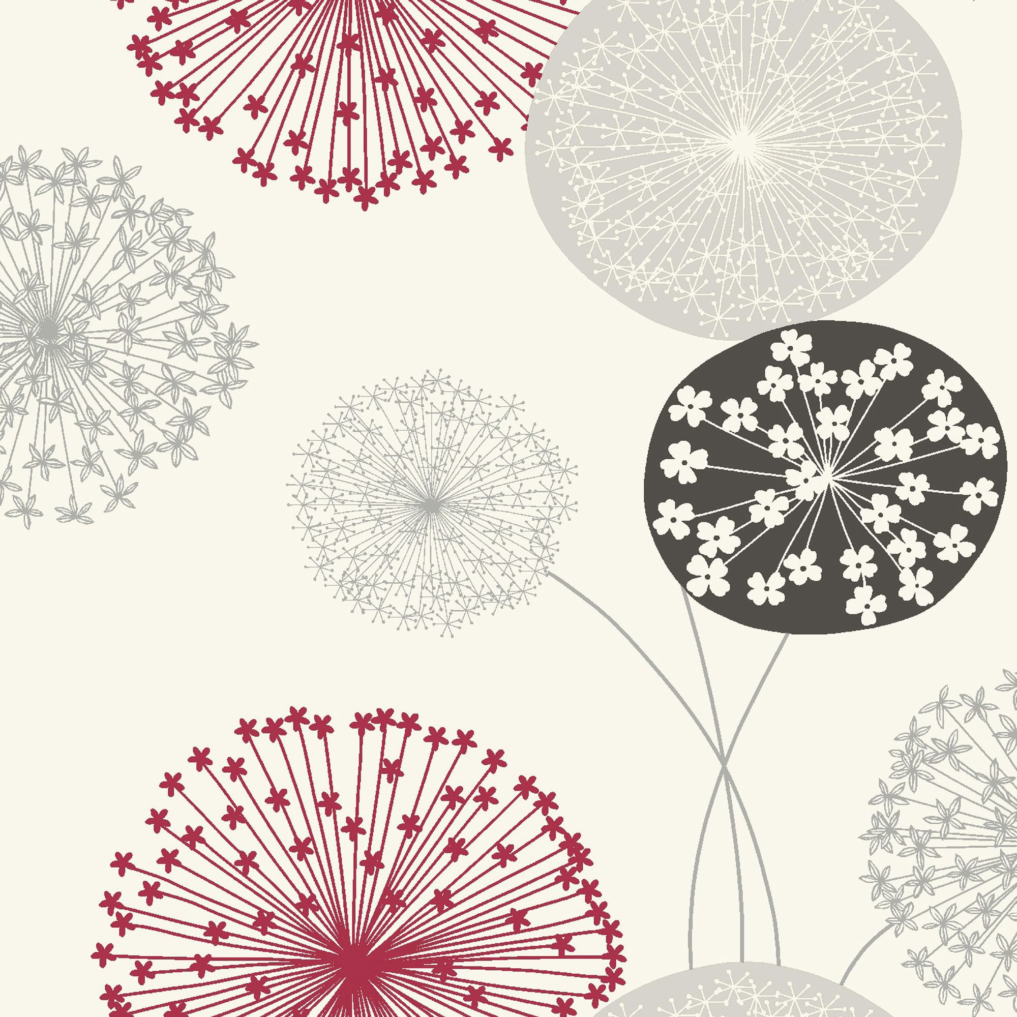 B&Q Lucienne Grey & red Floral Wallpaper | Departments ...