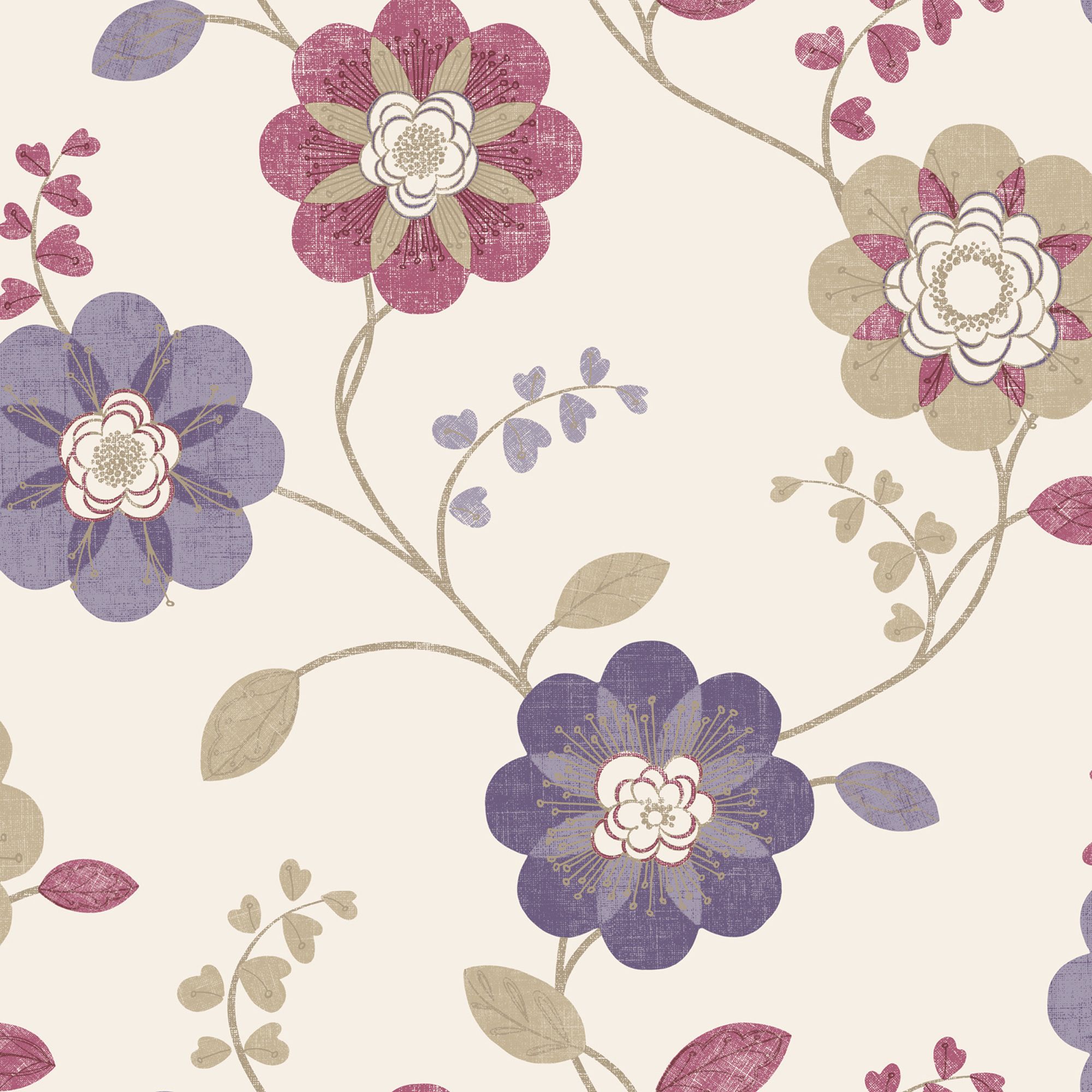 B&Q Anastasia Plum & raspberry Floral Wallpaper | Departments | DIY at B&Q