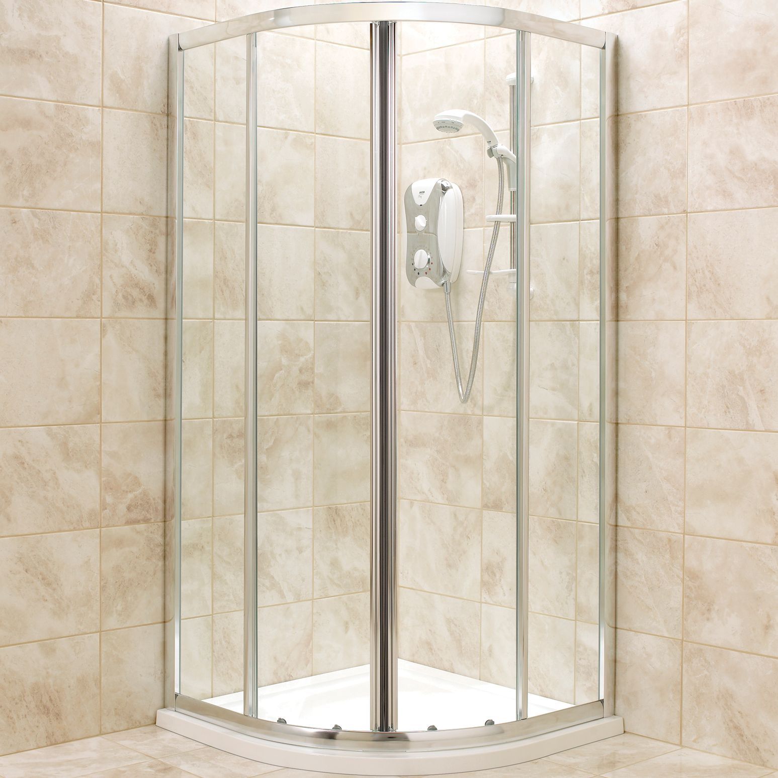 Cooke & Lewis Quadrant Corner Entry Sliding Shower Enclosure, Tray ...