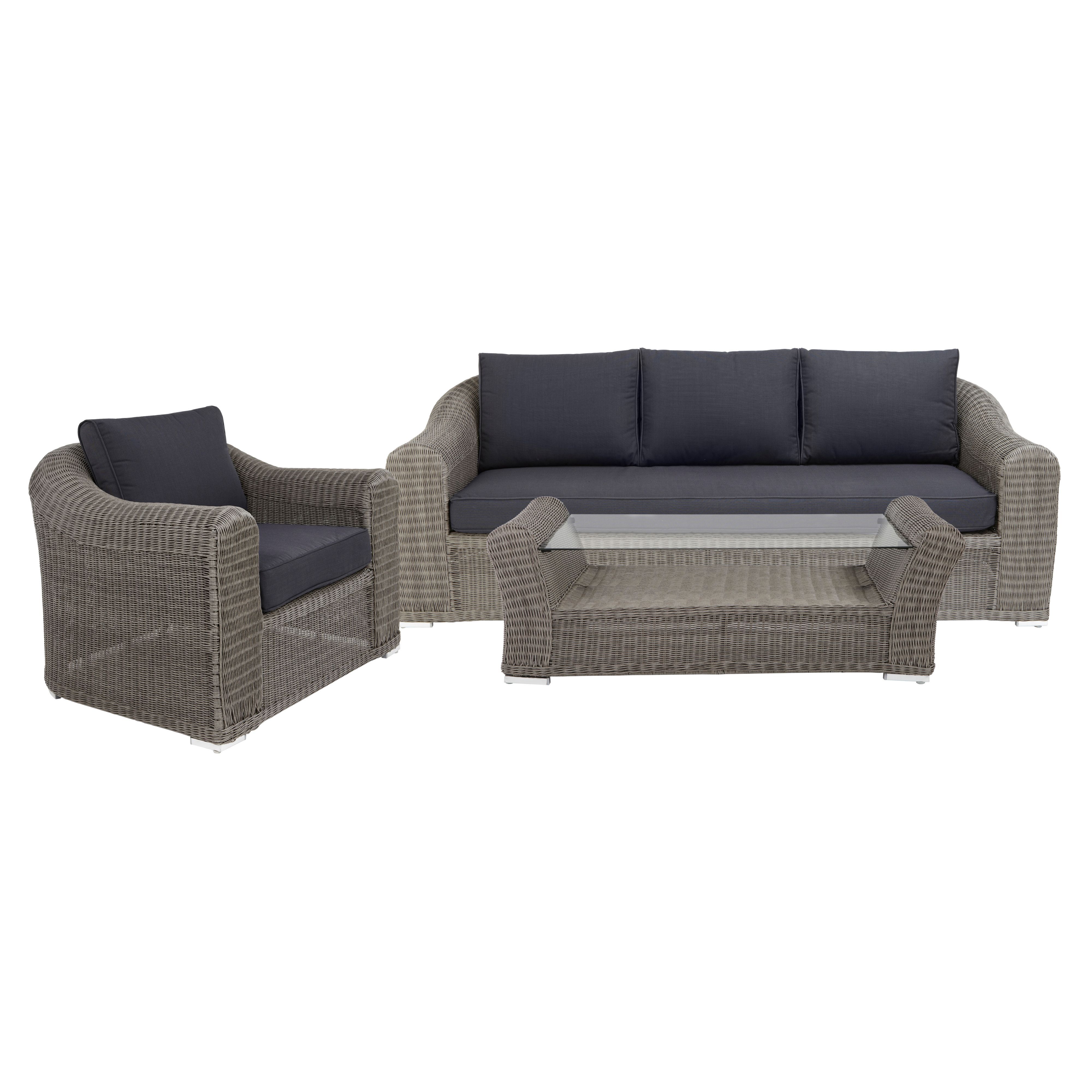 Comoro Rattan Effect 3 Seater Coffee Set | Departments | DIY at B&Q