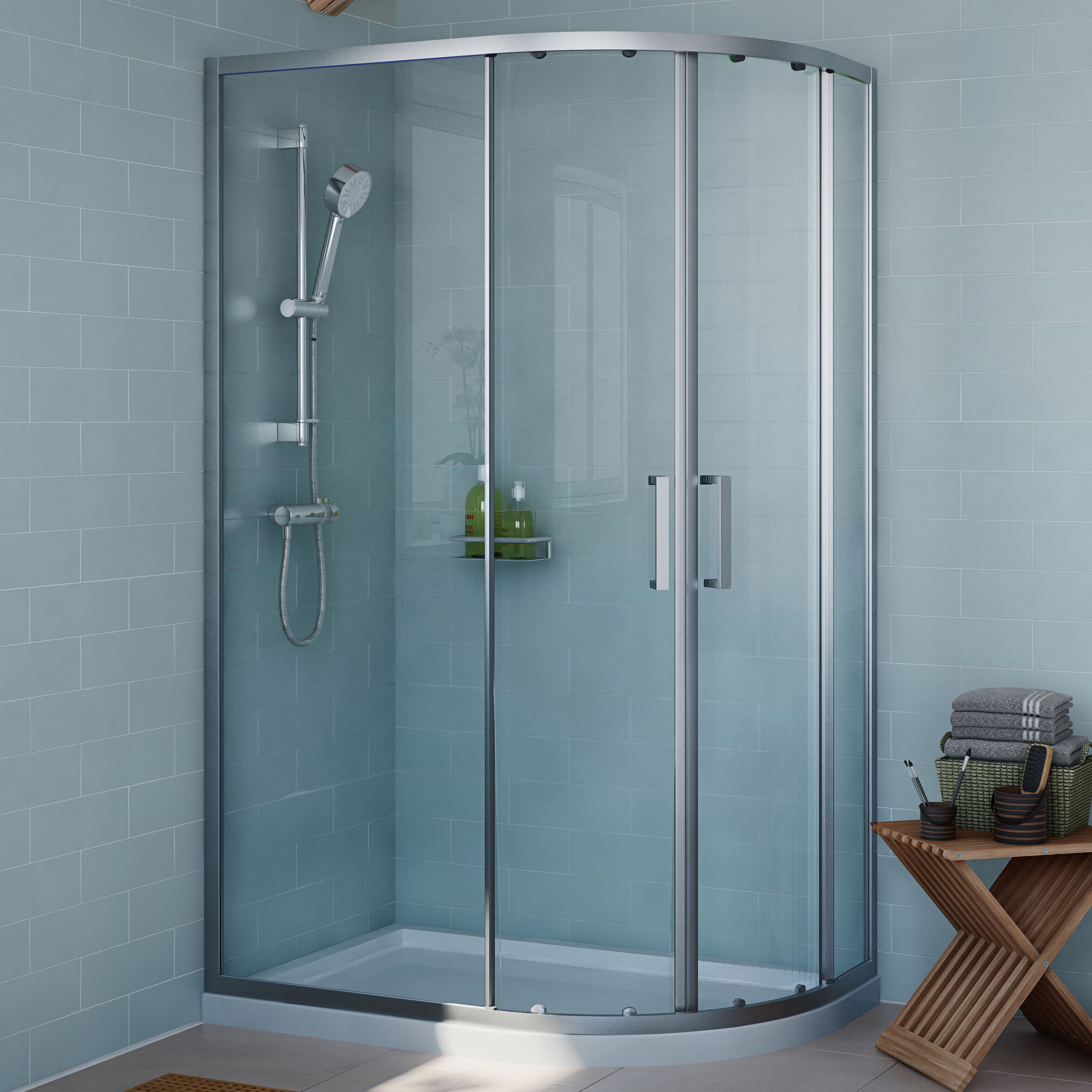 Cooke & Lewis Exuberance Offset quadrant Shower enclosure, tray & waste