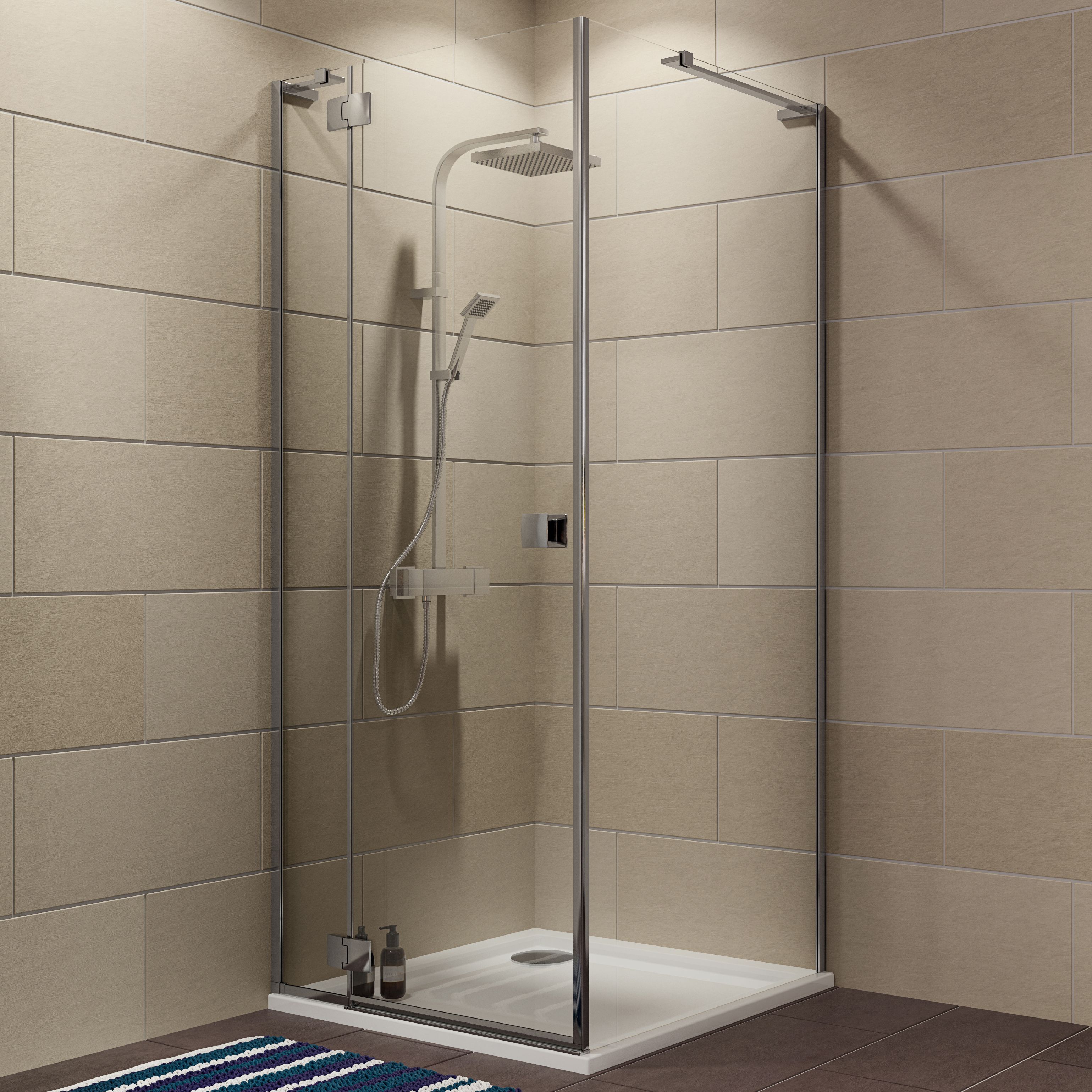 Cooke & Lewis Luxuriant Square Shower enclosure, tray & waste pack with ...