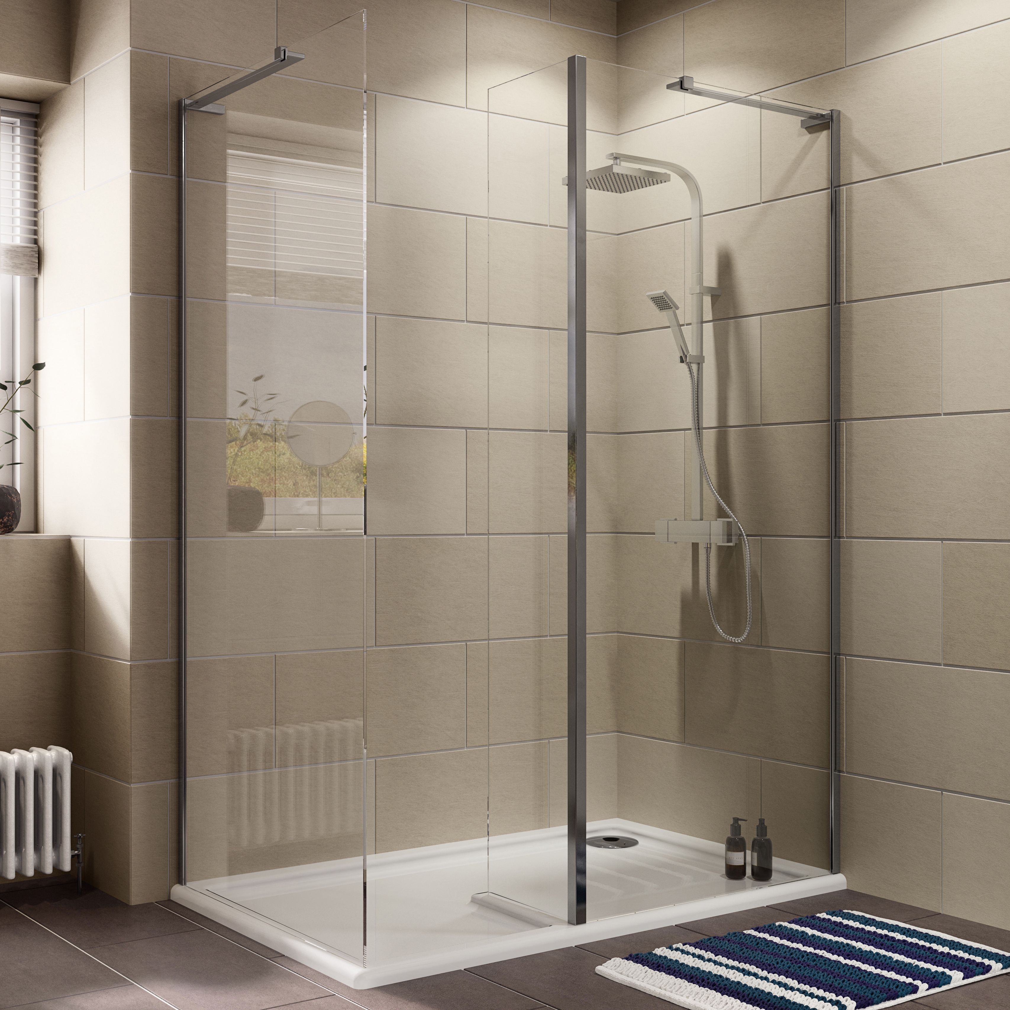 Cooke & Lewis Luxuriant Rectangular Shower Enclosure, Tray & Waste Pack ...