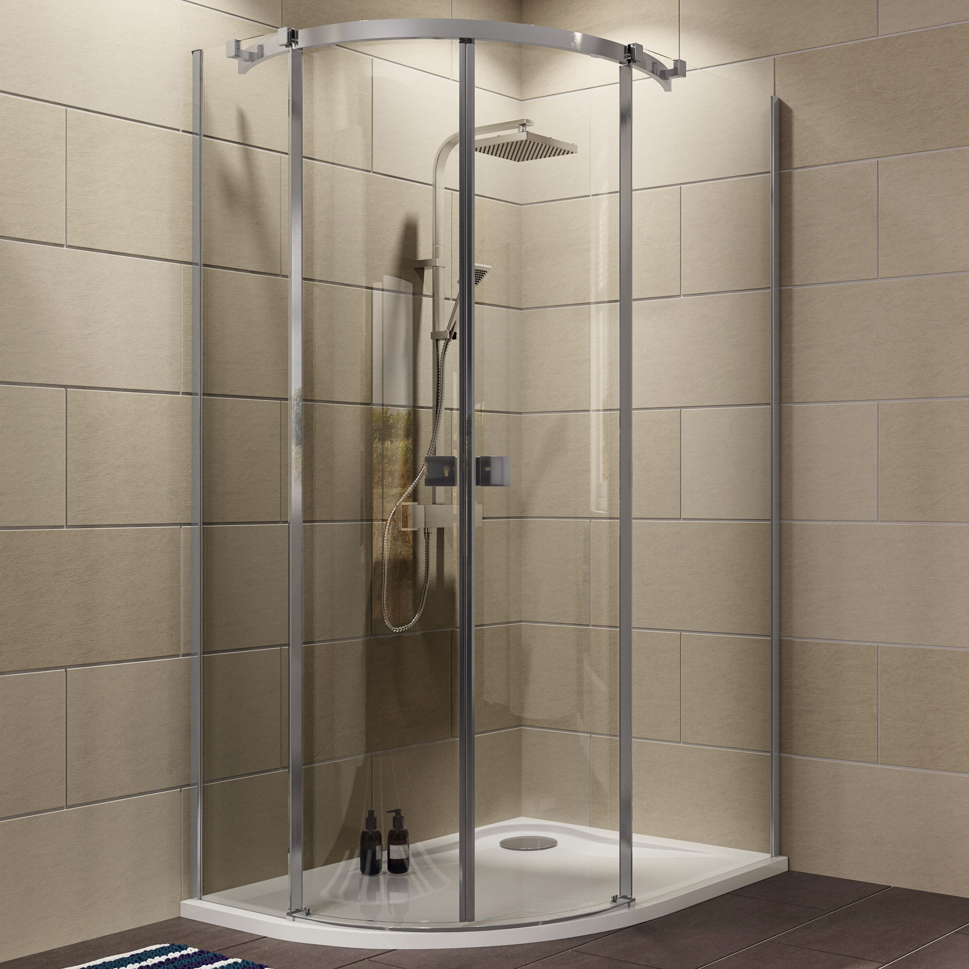 Cooke & Lewis Luxuriant Offset quadrant Shower enclosure, tray & waste