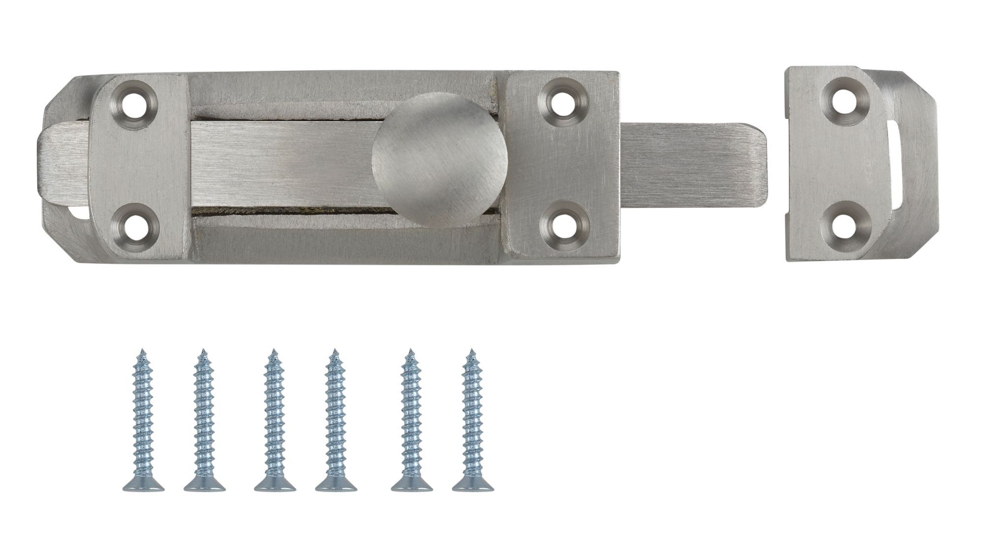 B Q Satin Nickel Brass Flat Bolt L 96mm Departments Diy At B Q