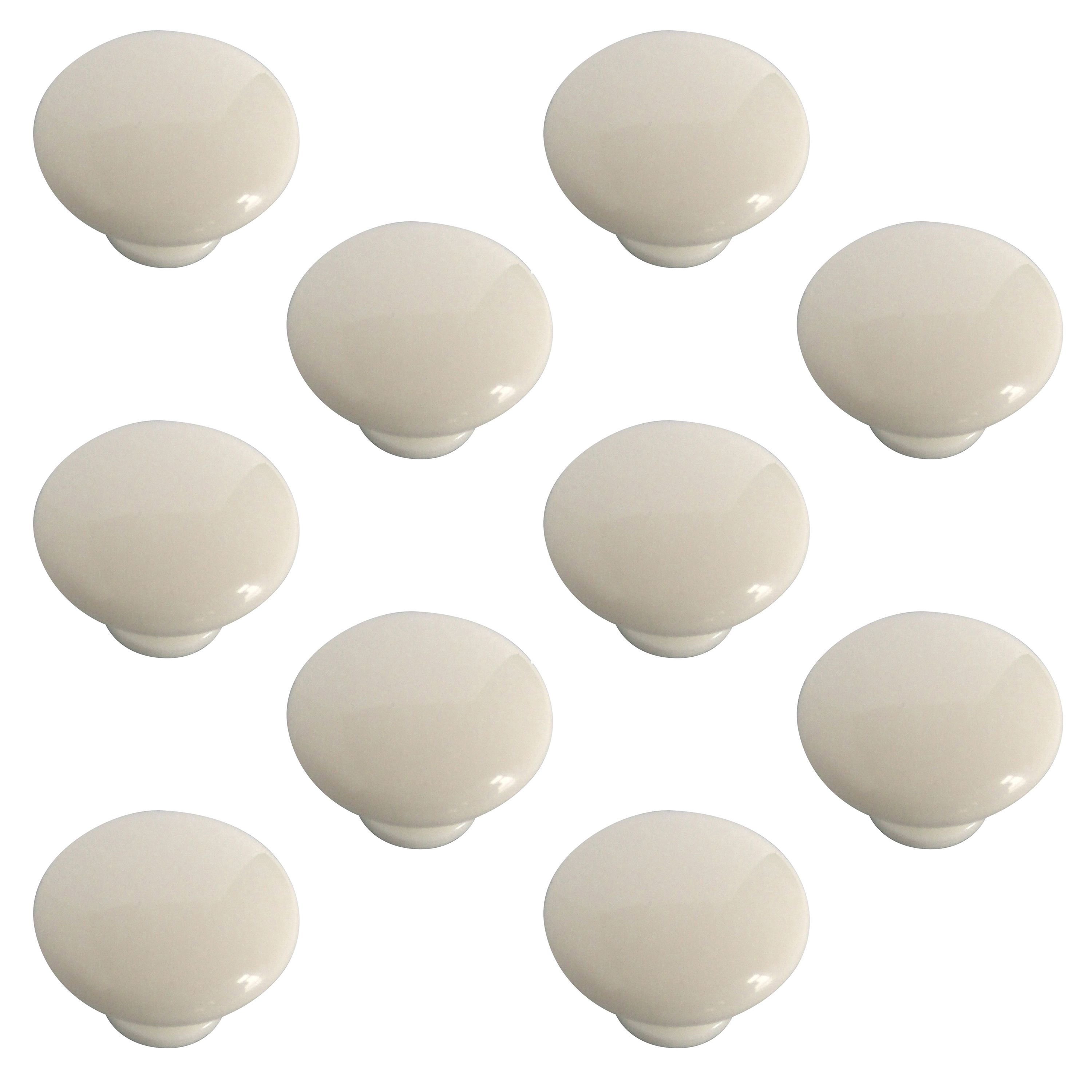 White Plastic Round Internal Door knob (Dia)40mm, Pack of 10