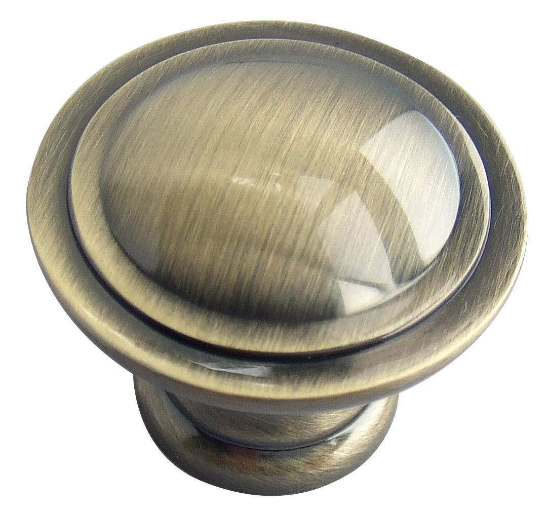 B Q Brass Effect Round Furniture Knob Pack Of 6 Departments Diy At B Q