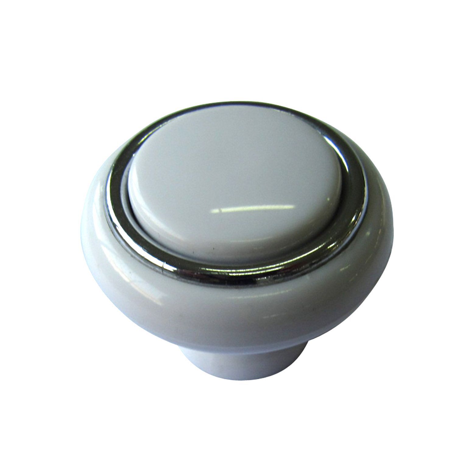 B&Q White Gloss Chrome effect Round Internal Knob knob (D)40 mm