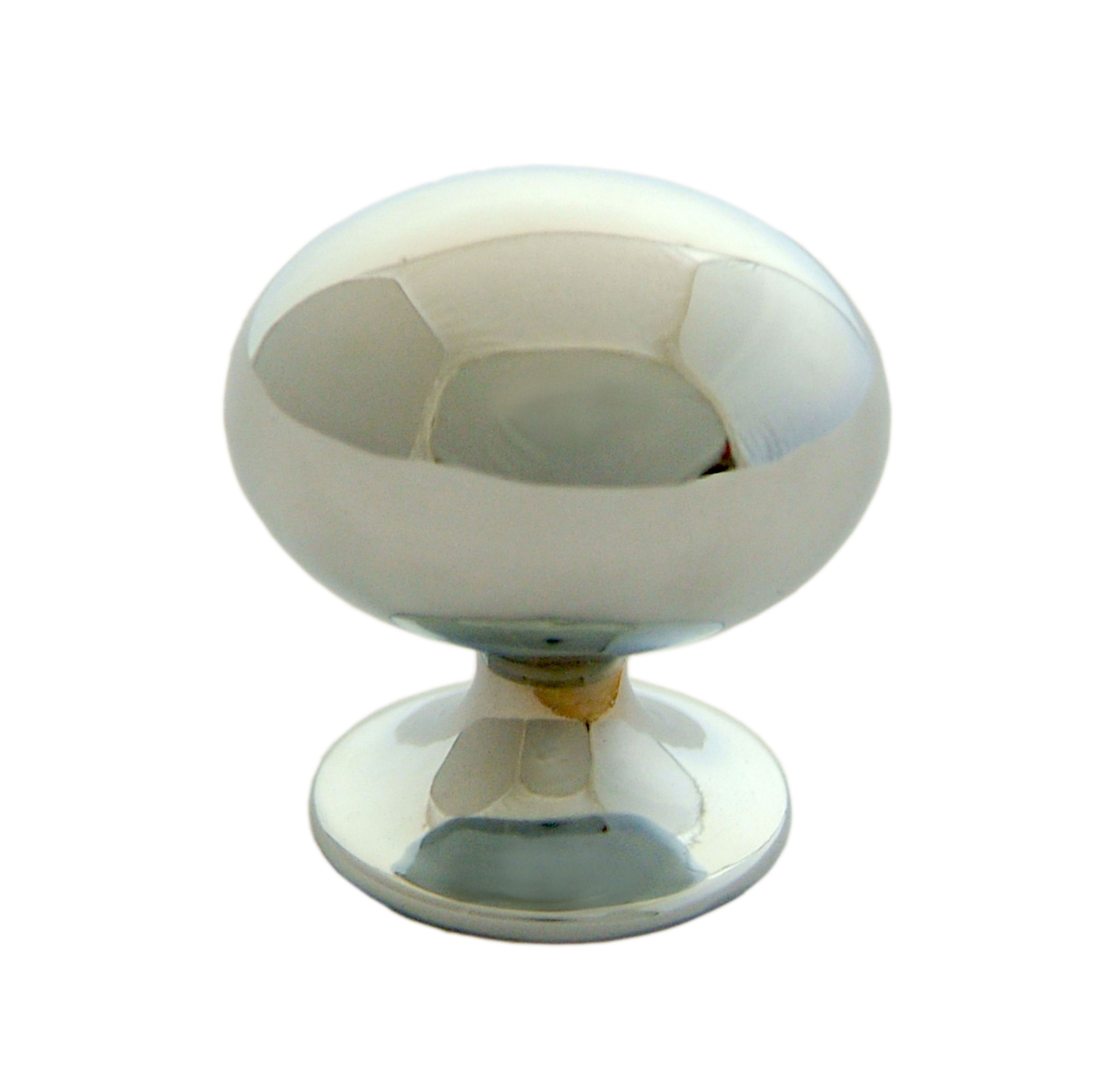 B&Q Chrome effect Oval Internal Knob Furniture knob (D)24.5 mm