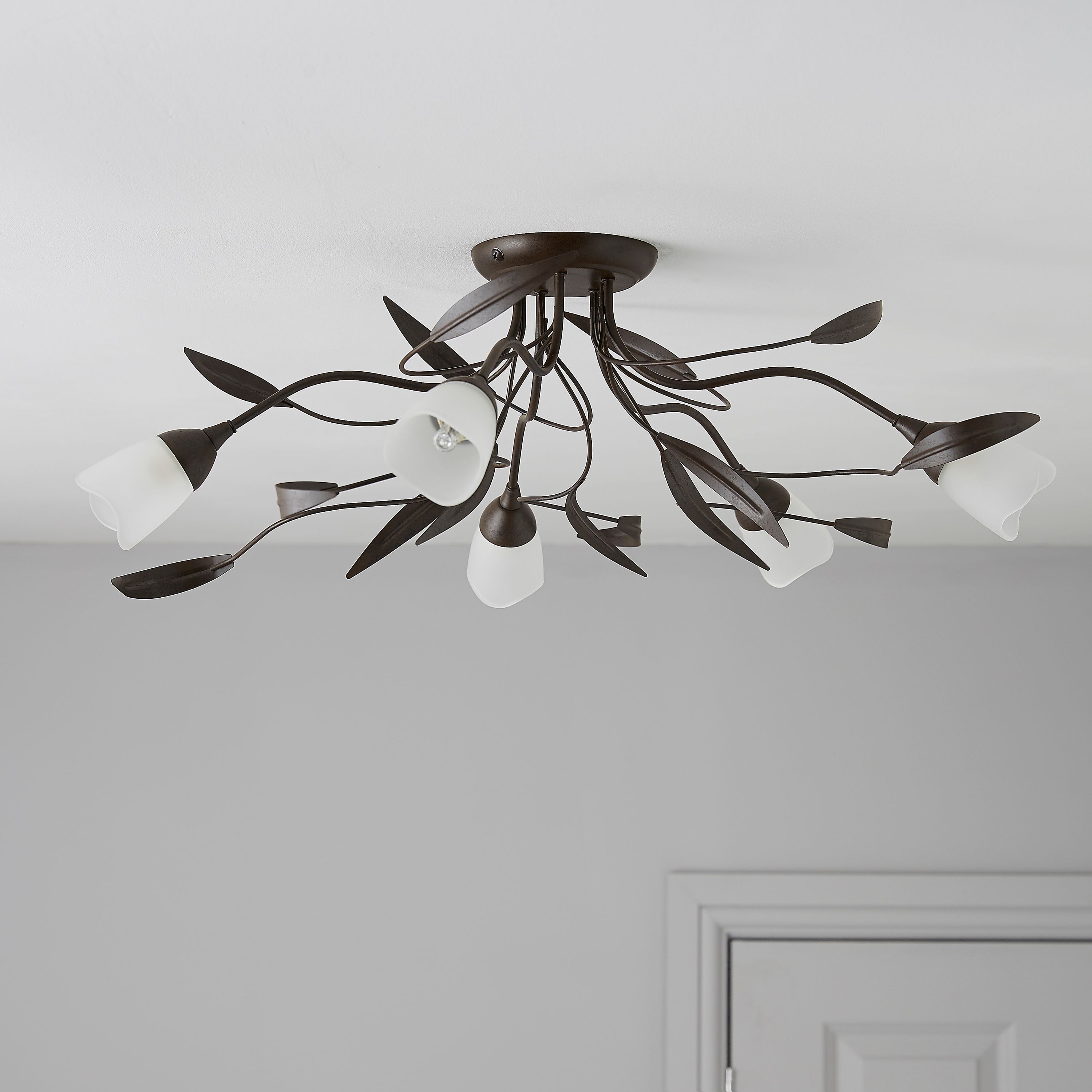 Cloe Brown Bronze Effect 5 Lamp Ceiling Light Departments Diy At B Q