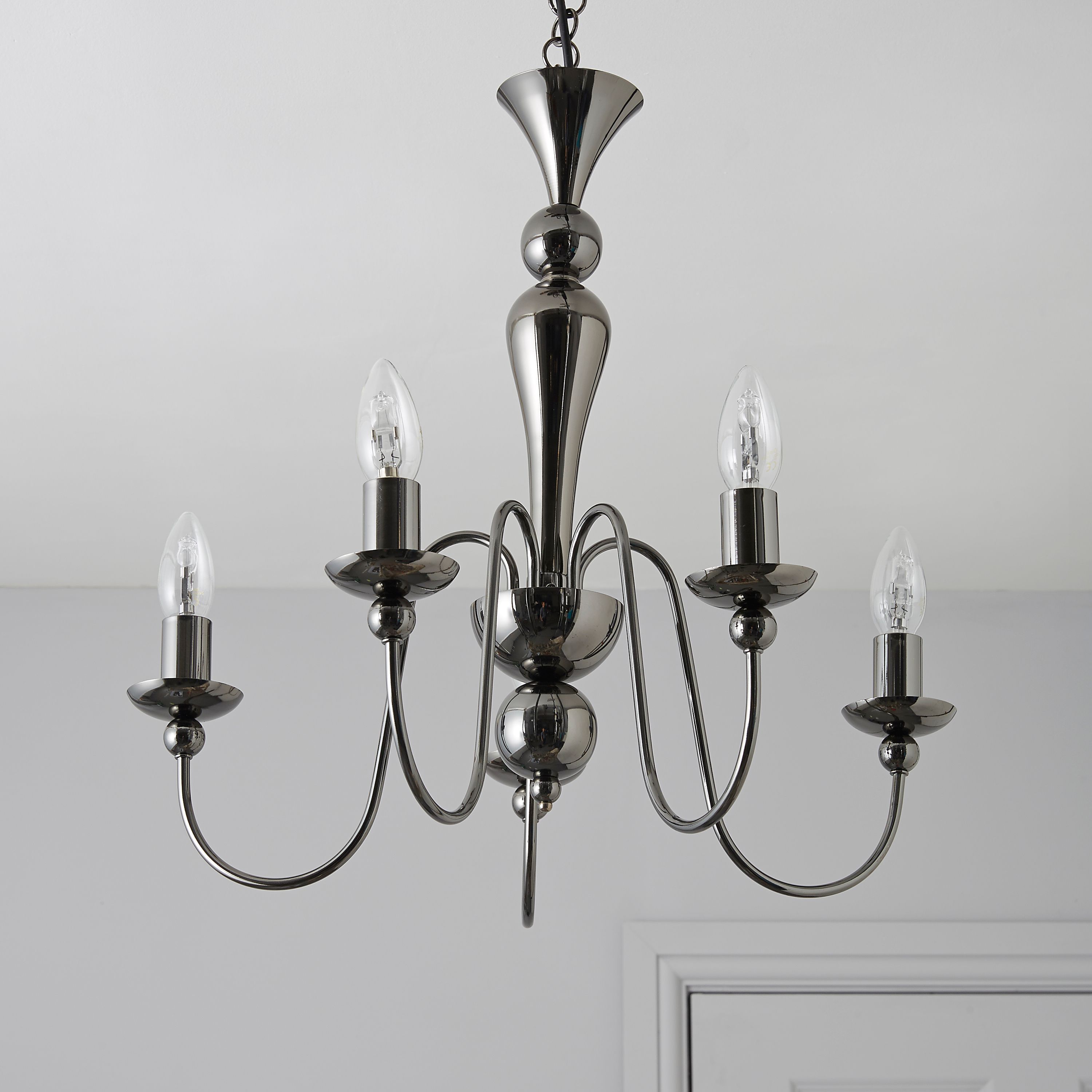 Megan Black Nickel Effect 5 Lamp Pendant Ceiling Light Departments Diy At B Q