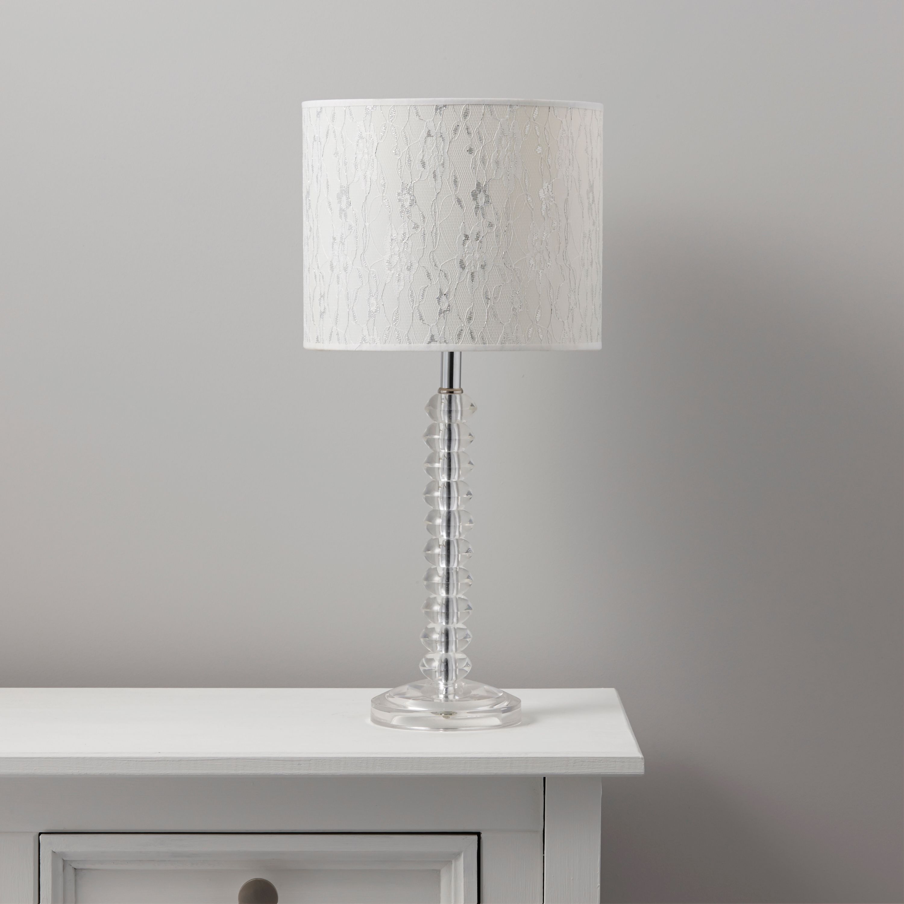 Aix White Chrome Effect Table Lamp | Departments | DIY at B&Q