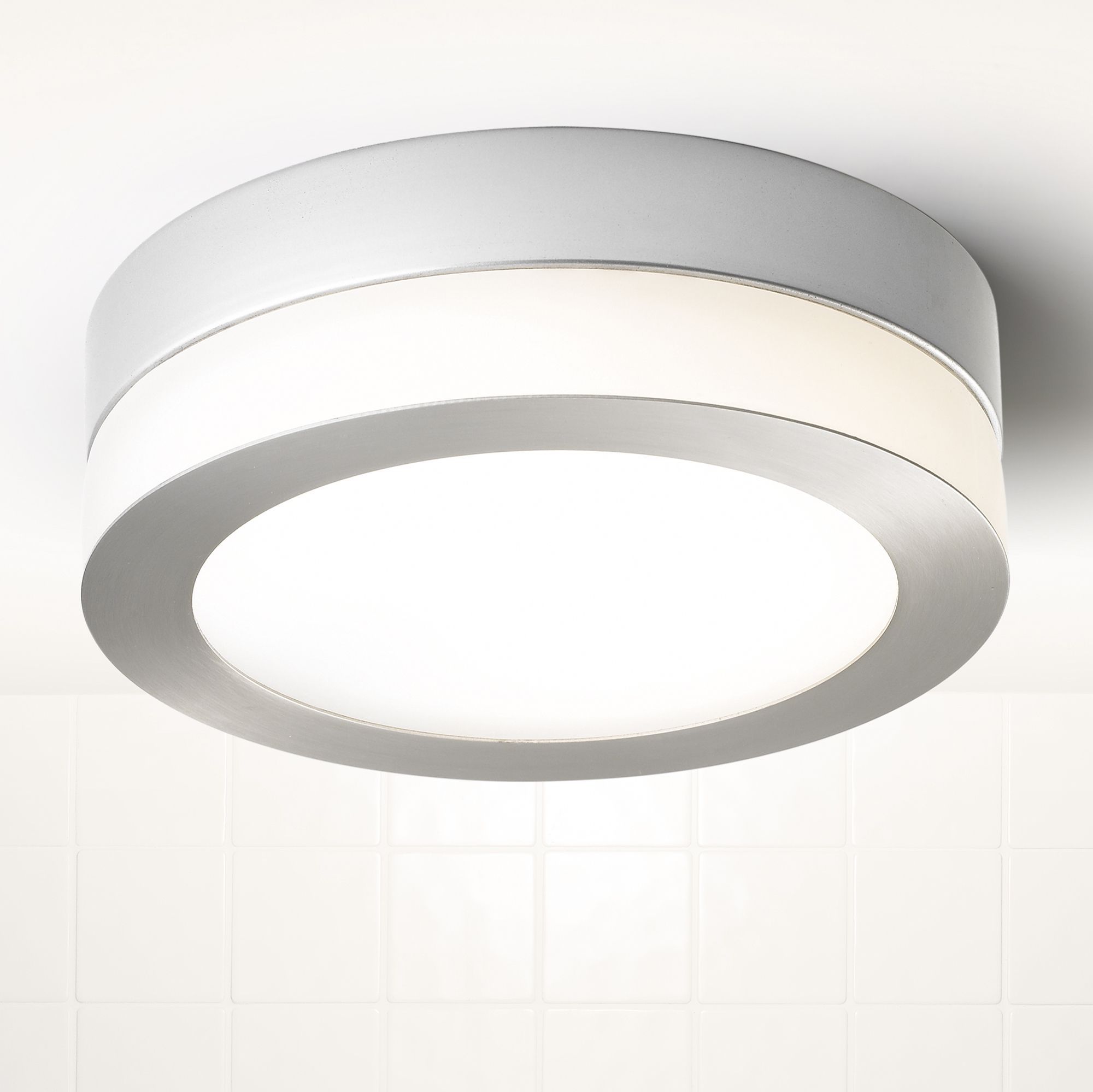 Asonia Silver Satin Chrome Effect Bathroom Flush Light Departments
