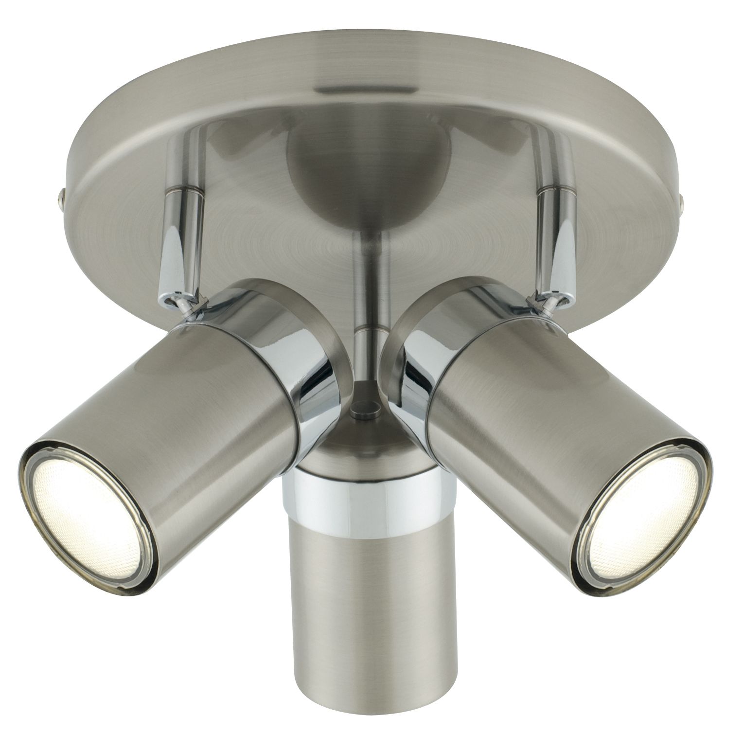 Plexo Brushed chrome effect 3 Lamp Round spotlight | Departments | DIY ...