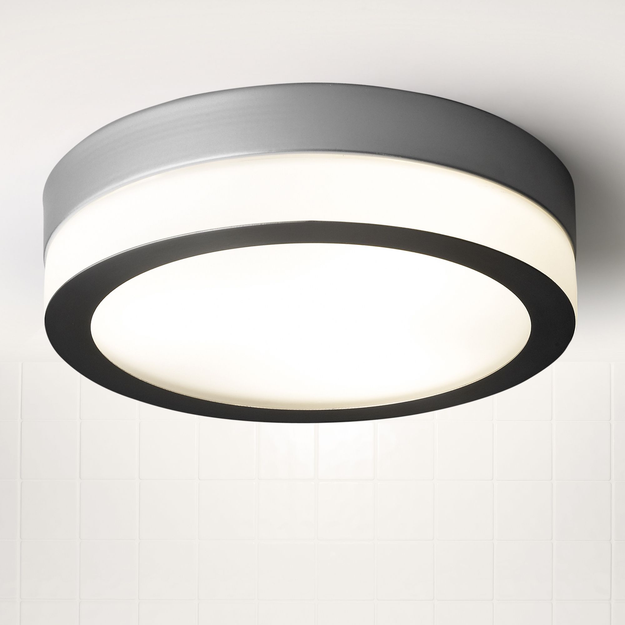 Laguna Silver Satin Chrome Effect Bathroom Flush Light | Departments | DIY at B&Q