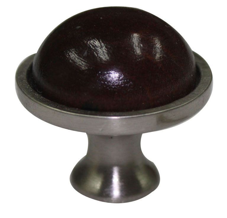 B&Q Beech Walnut Effect Round Knob (L)34mm, Pack of 1