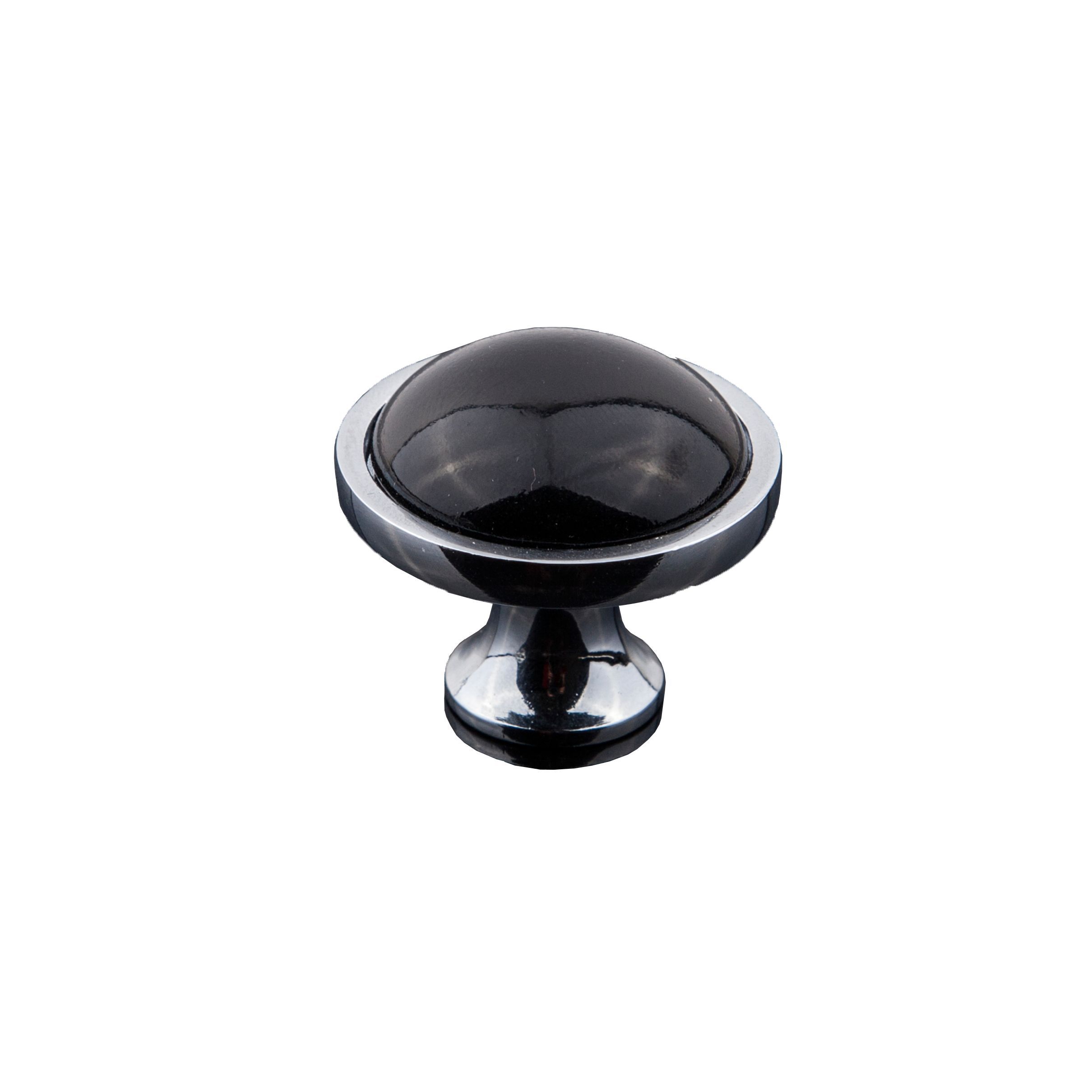 B&Q Black Chrome effect Classic Knob Furniture knob (D)34 mm