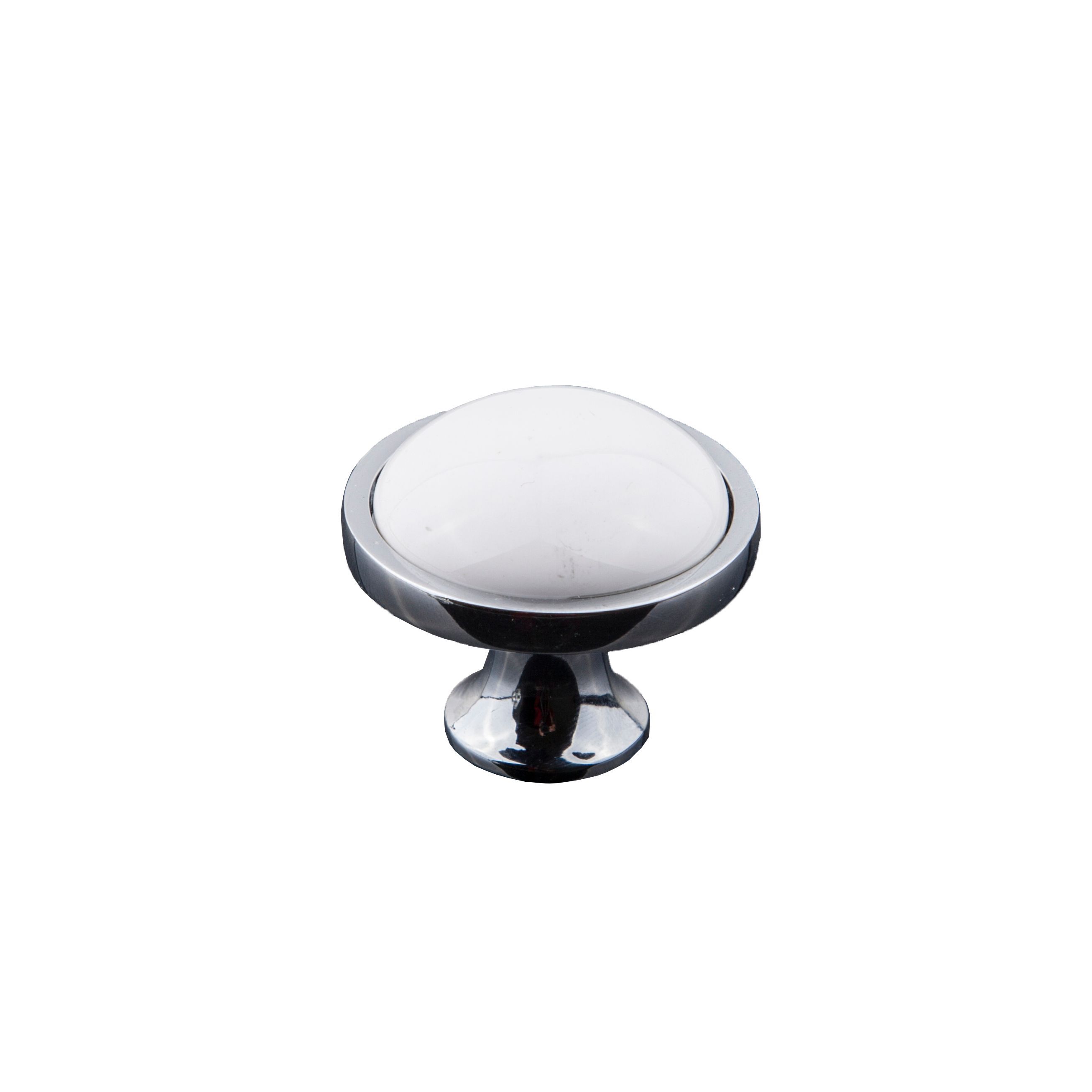 B&Q White Chrome effect Classic Knob Furniture knob (D)34 mm