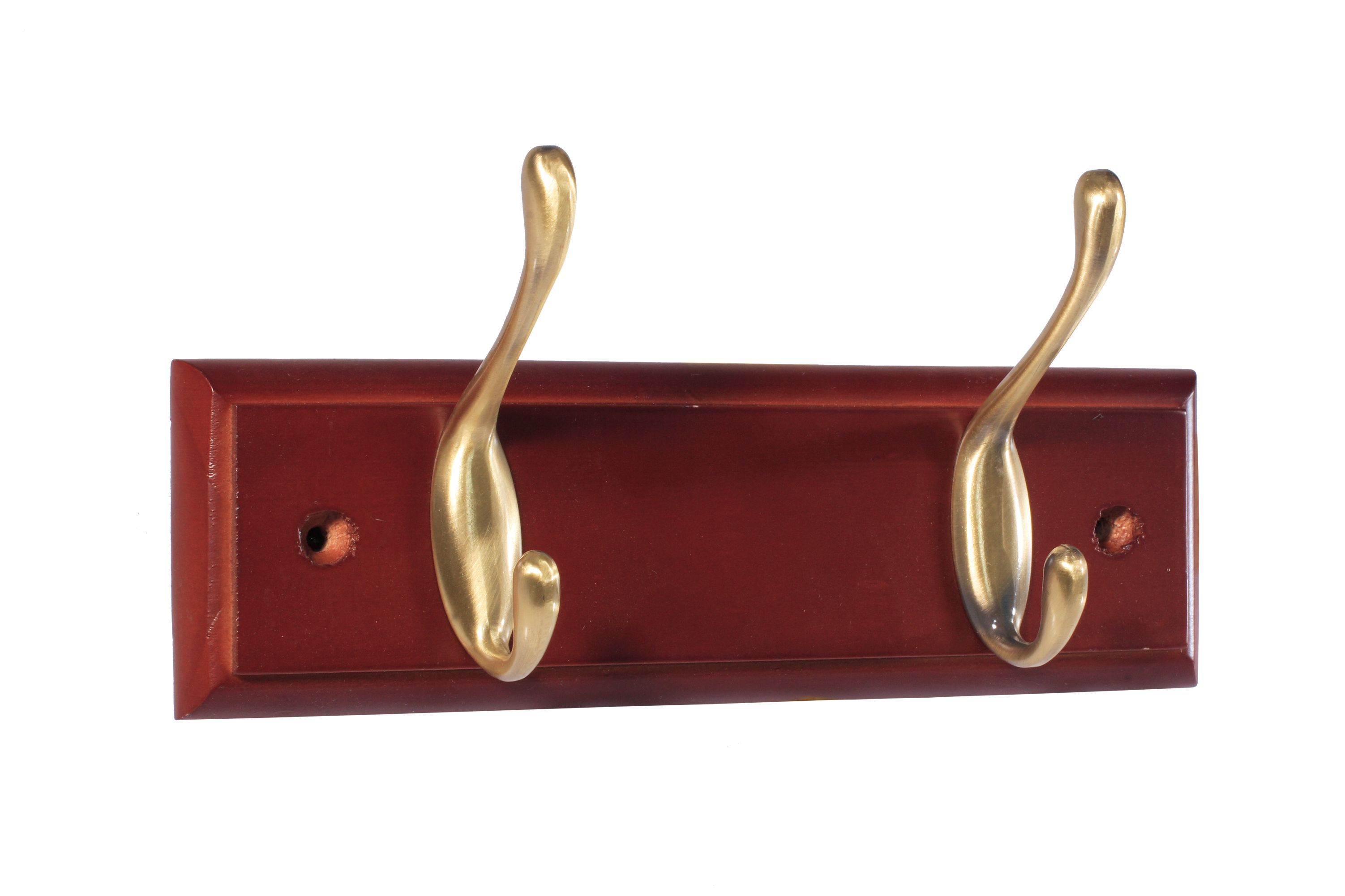 B&Q Brass effect & mahogany Hook rail (H)15mm (W)70mm (L)228mm