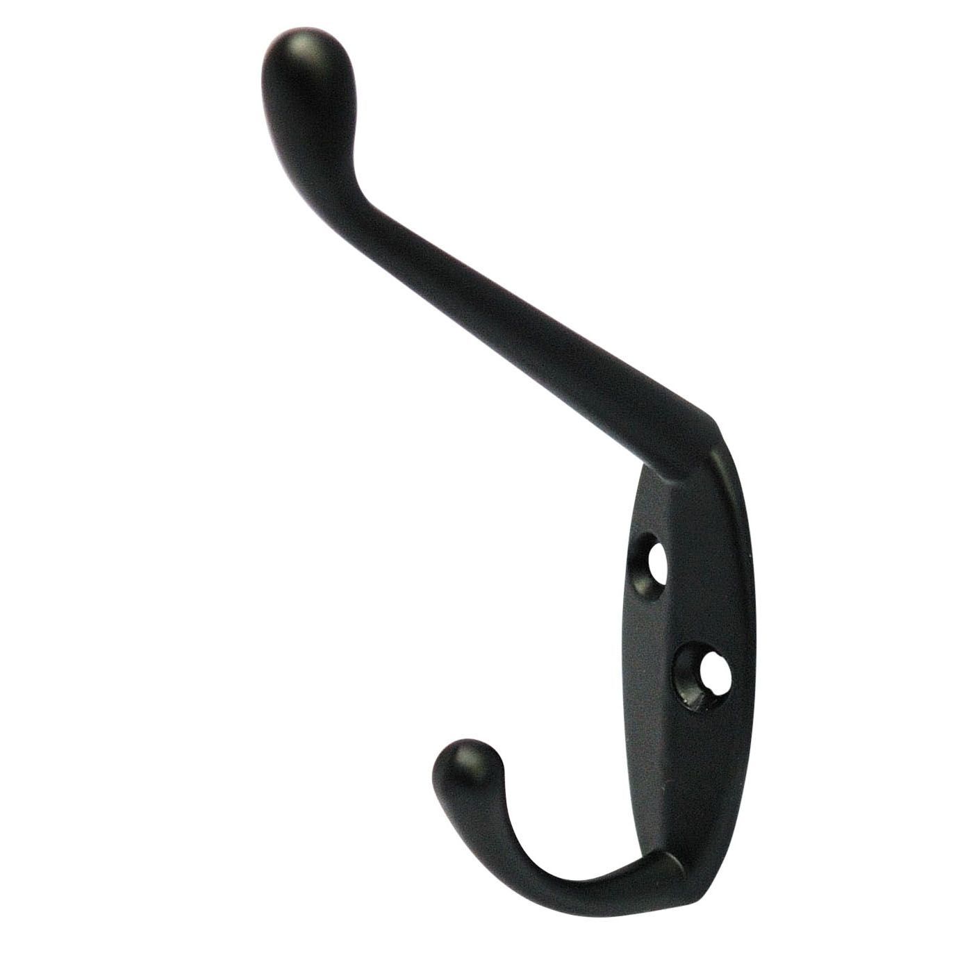 B&Q Black Zinc Alloy Hat & Coat Hook | Departments | DIY at B&Q