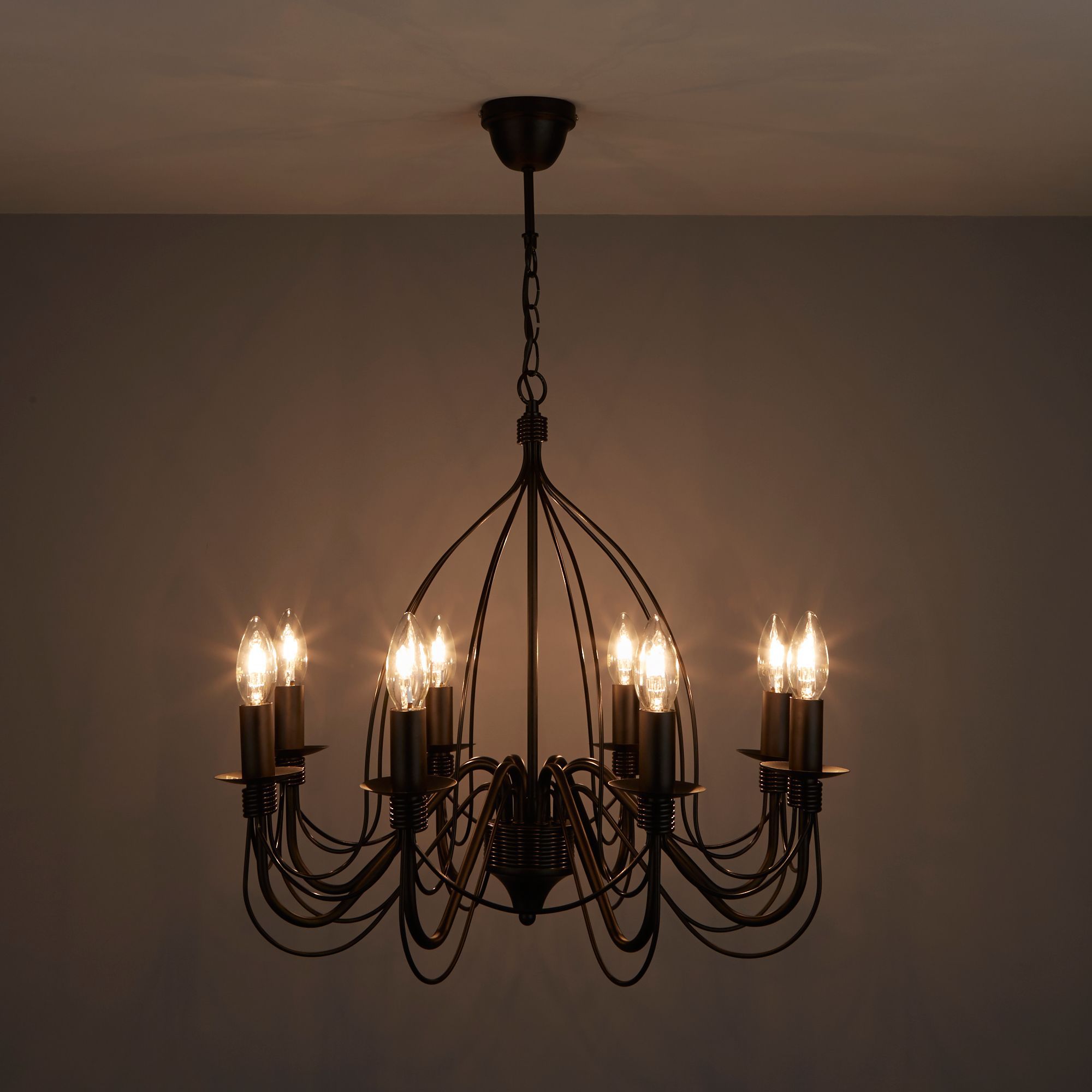 Vas Matt Black 8 Lamp Chandelier Ceiling Light Departments