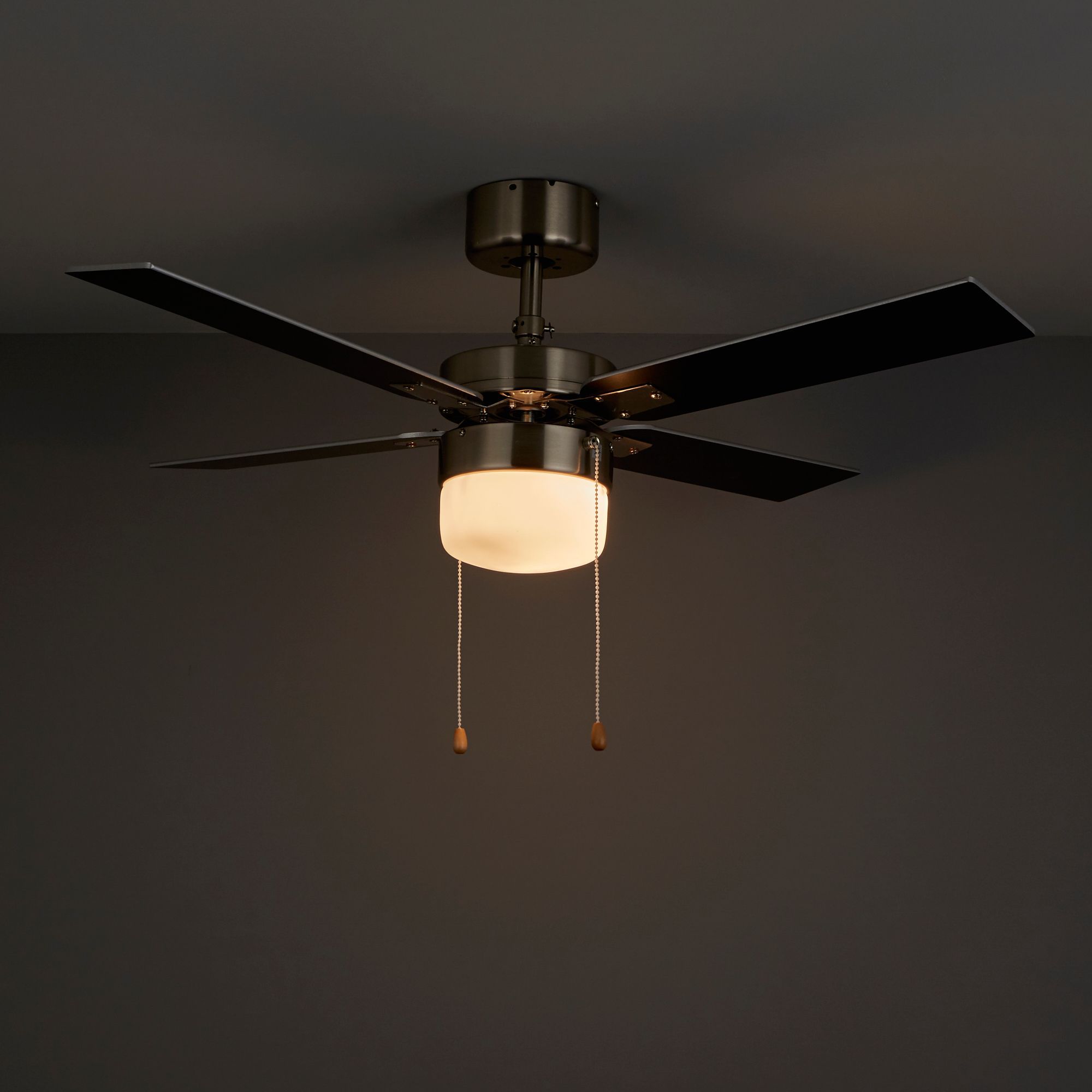 San Antonio Black Brushed chrome effect Ceiling fan light ...