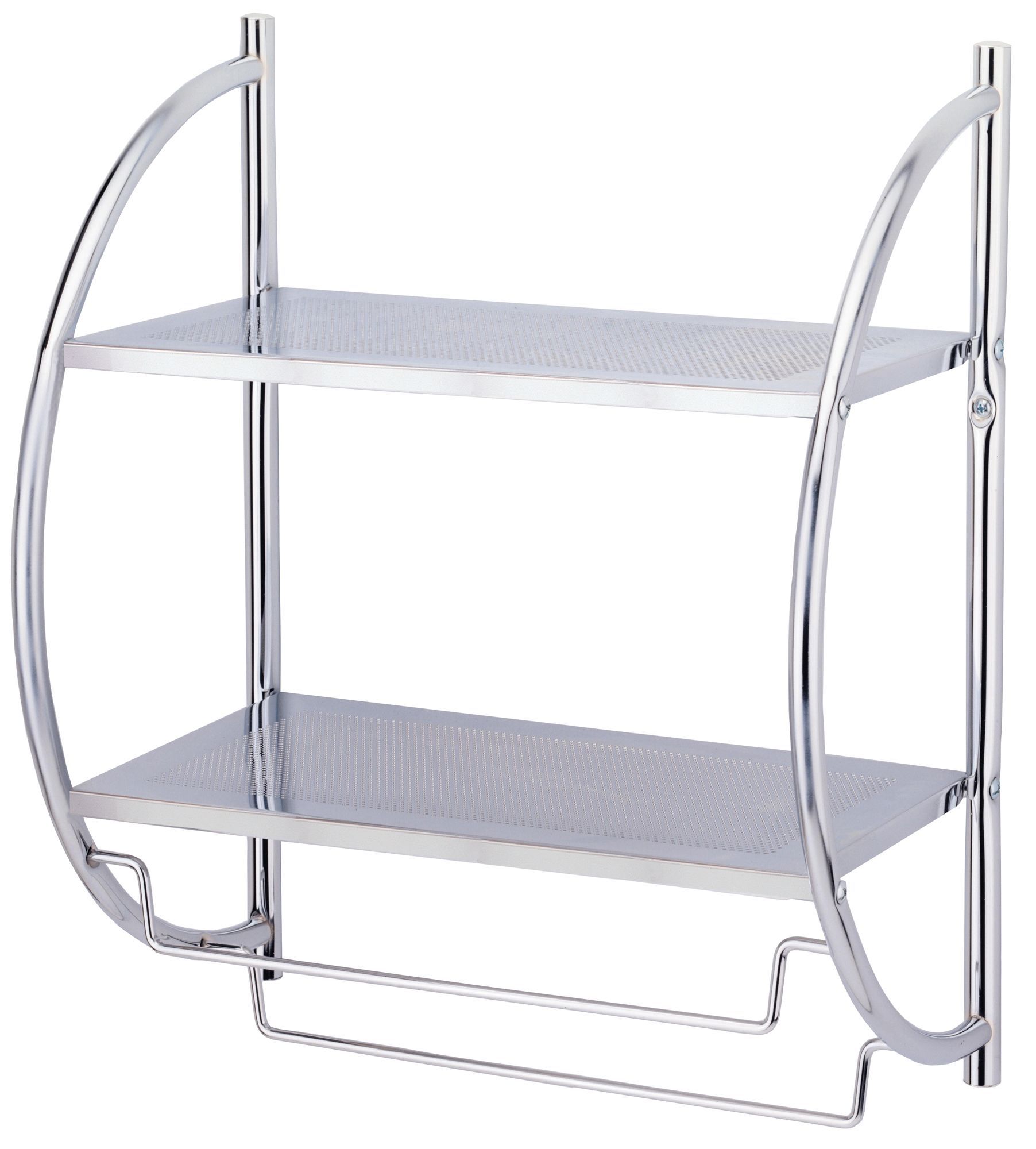 Cooke & Lewis Fame Chrome Effect Shelf Unit with Towel Rail ...