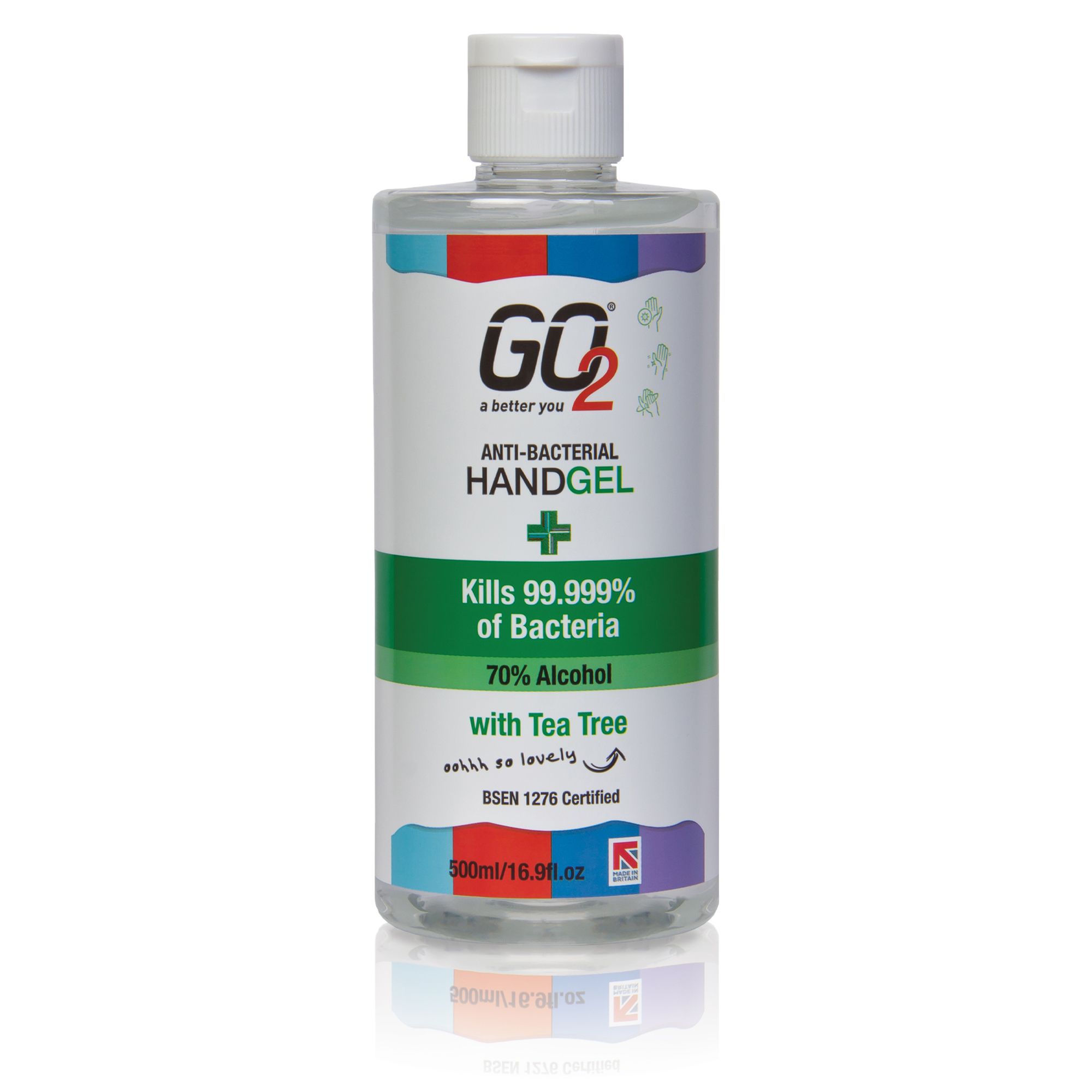 GO2 Tea tree Anti bacterial Hand gel, 500ml Departments DIY at B&Q