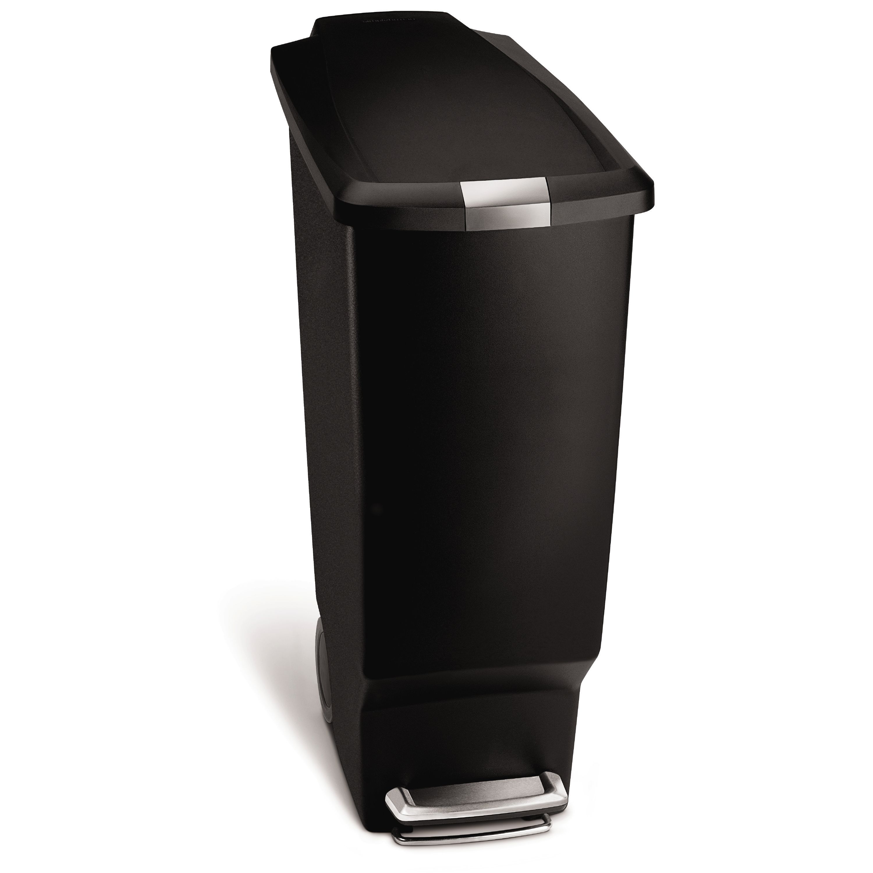 Simplehuman Black Plastic Rectangular Soft Close Slim Kitchen Pedal Bin   0838810012766 01c