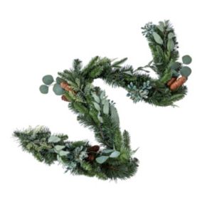 1.8m Green Garland with Blue bows
